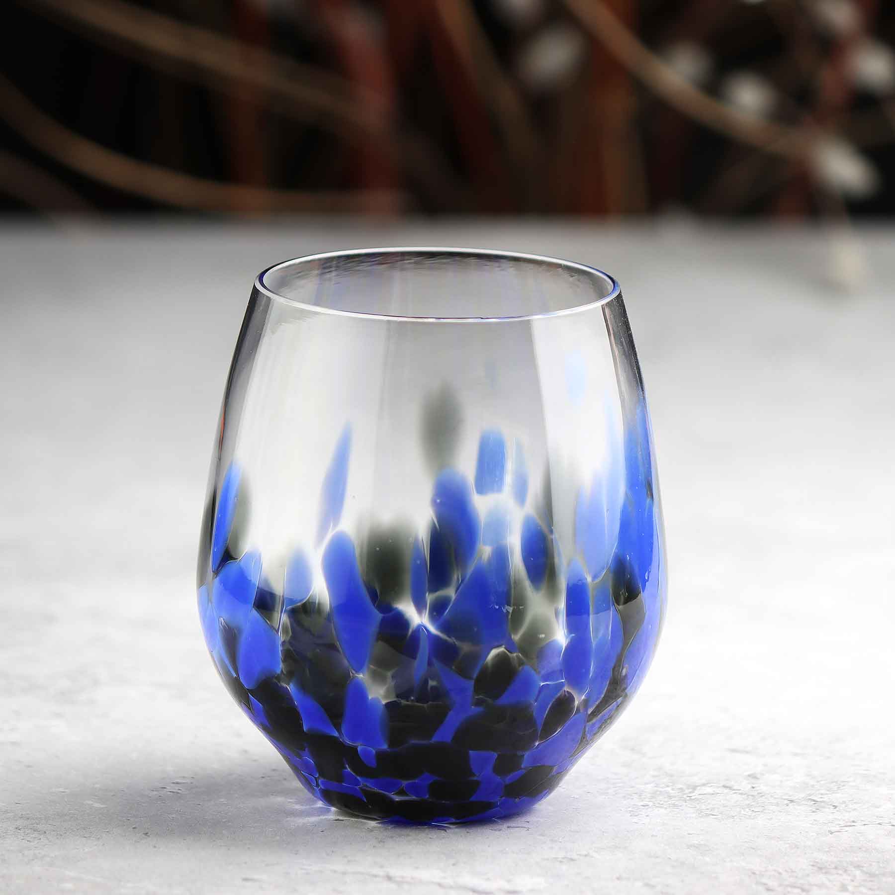 Stemless Wine Glass in Mottled Whites