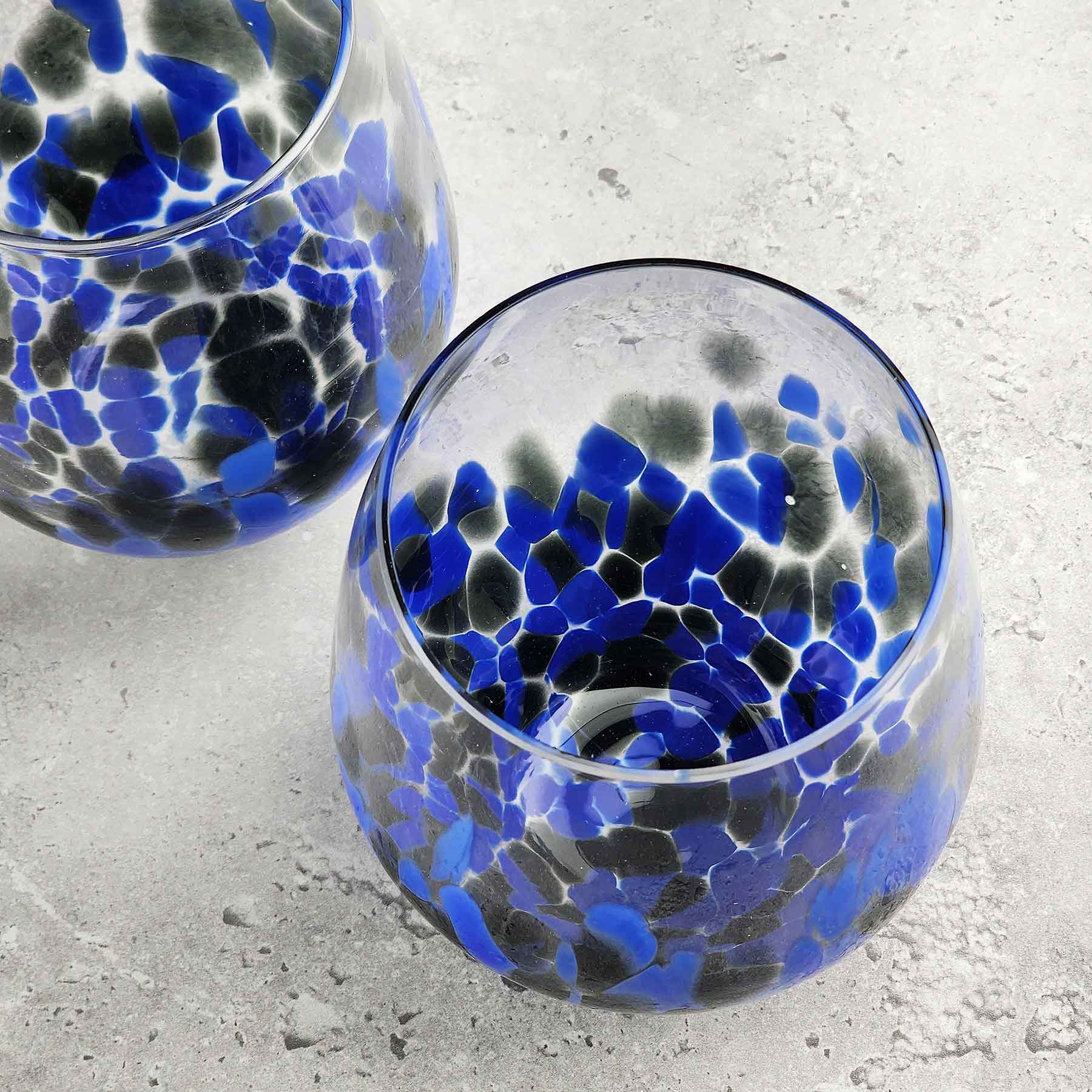 Stemless Wine Glass in Mottled Whites
