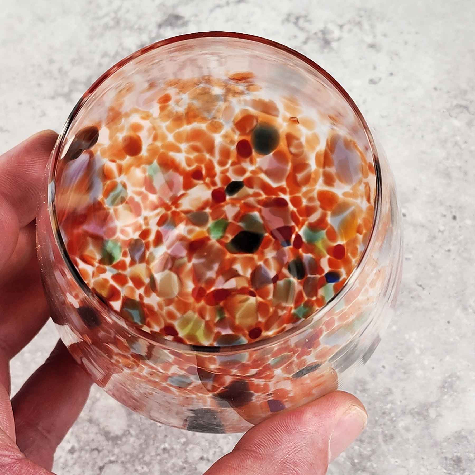 Stemless Wine Glass in Mottled Whites