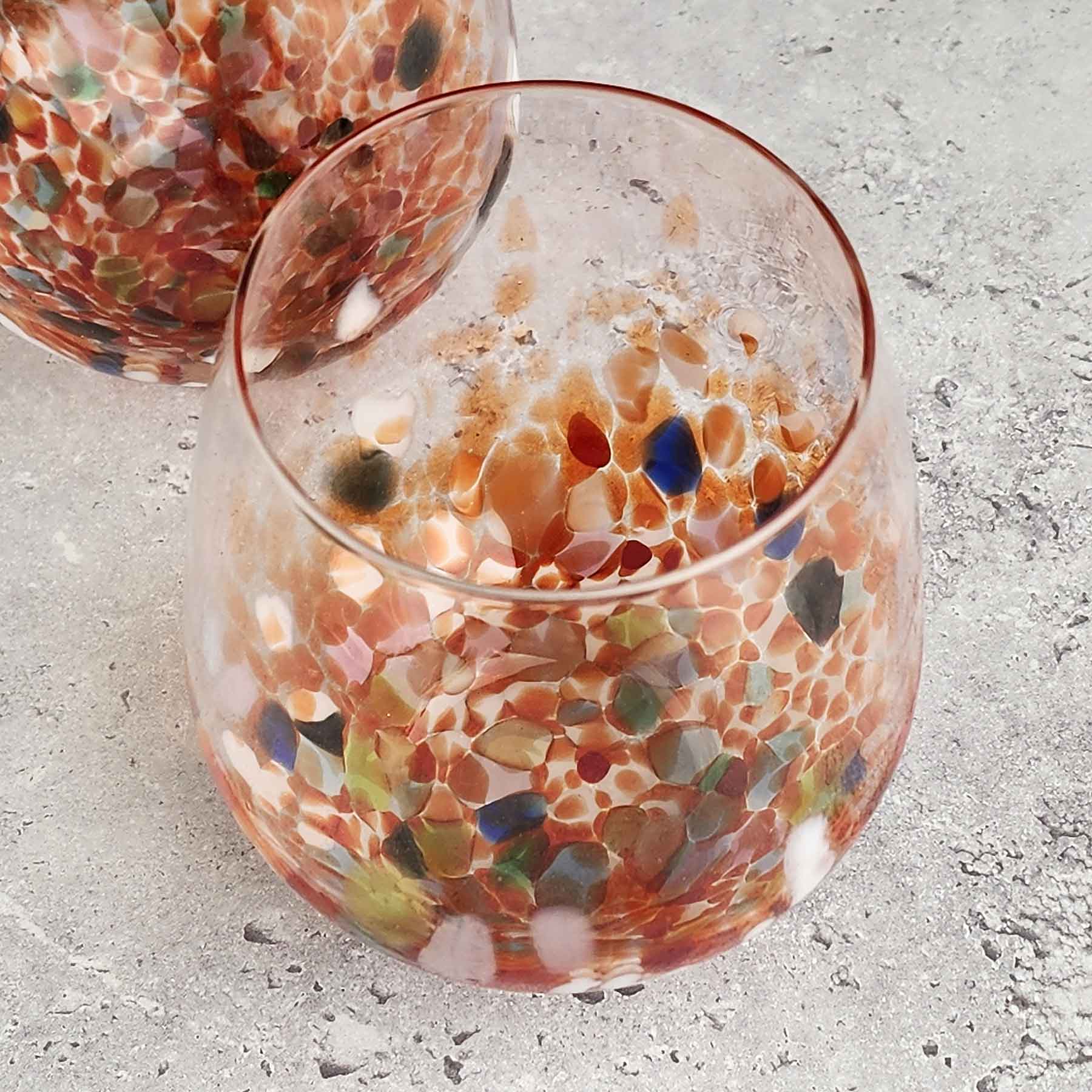 Stemless Wine Glass in Mottled Whites