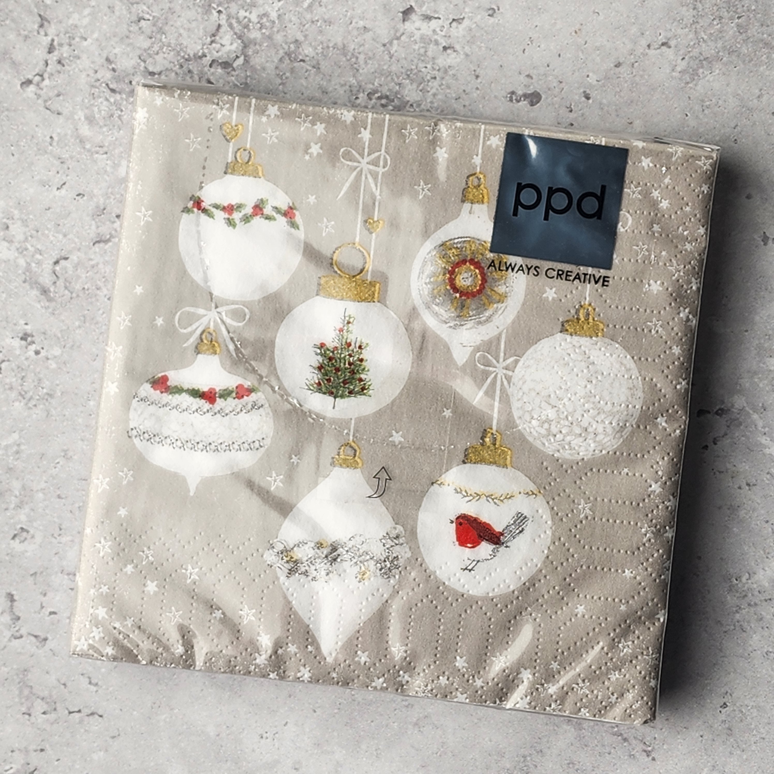 Beverage Napkin - Ornaments and Snow