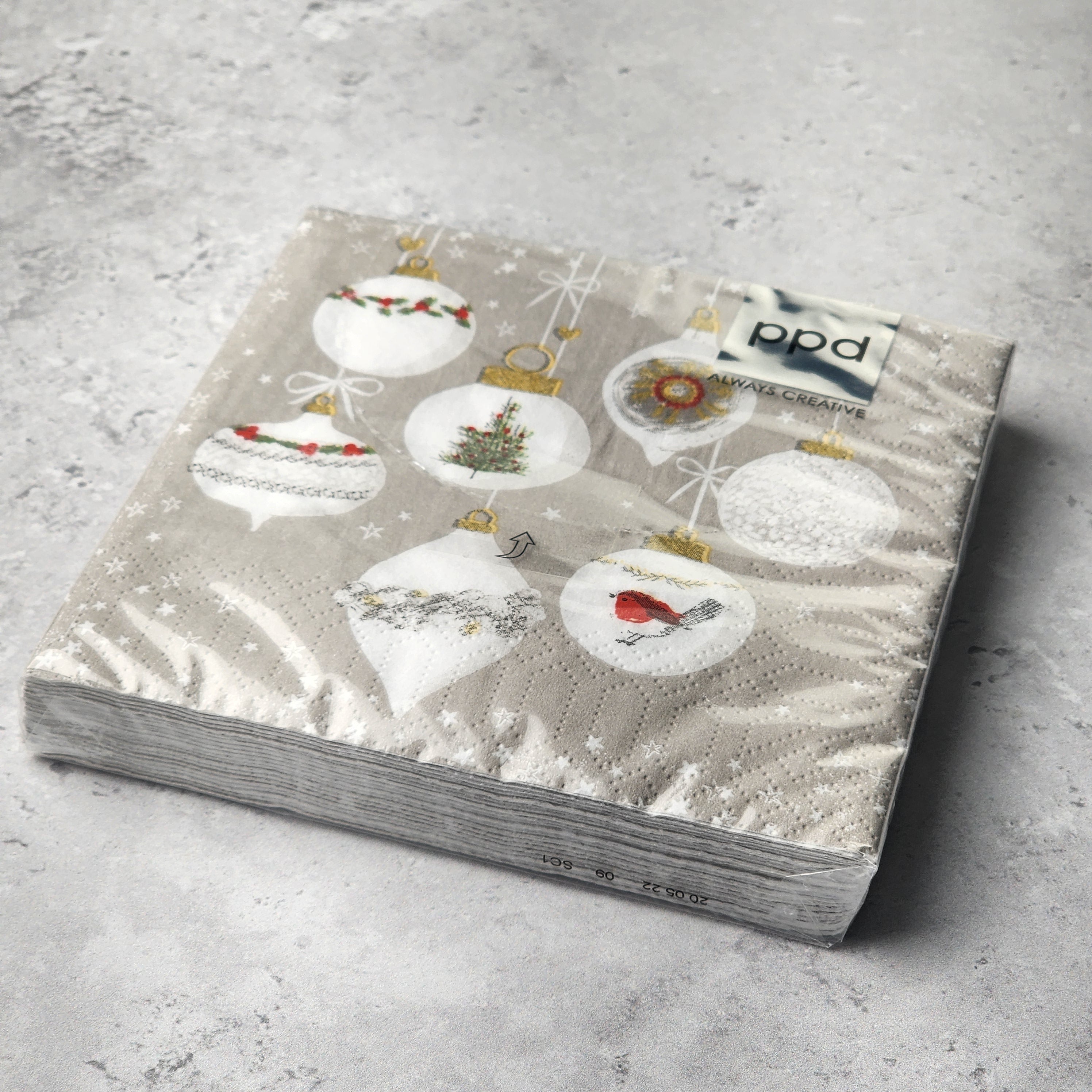 Beverage Napkin - Ornaments and Snow