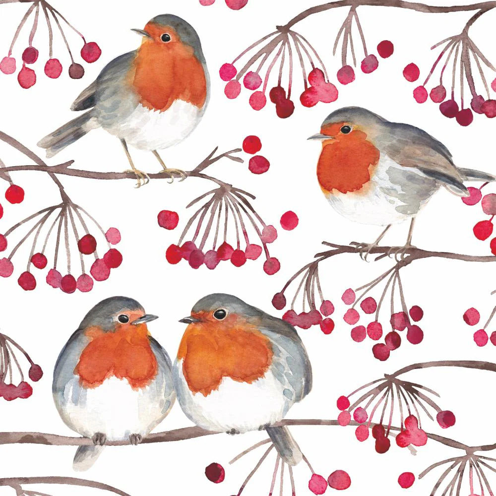 Beverage Napkin - Birds & Berries