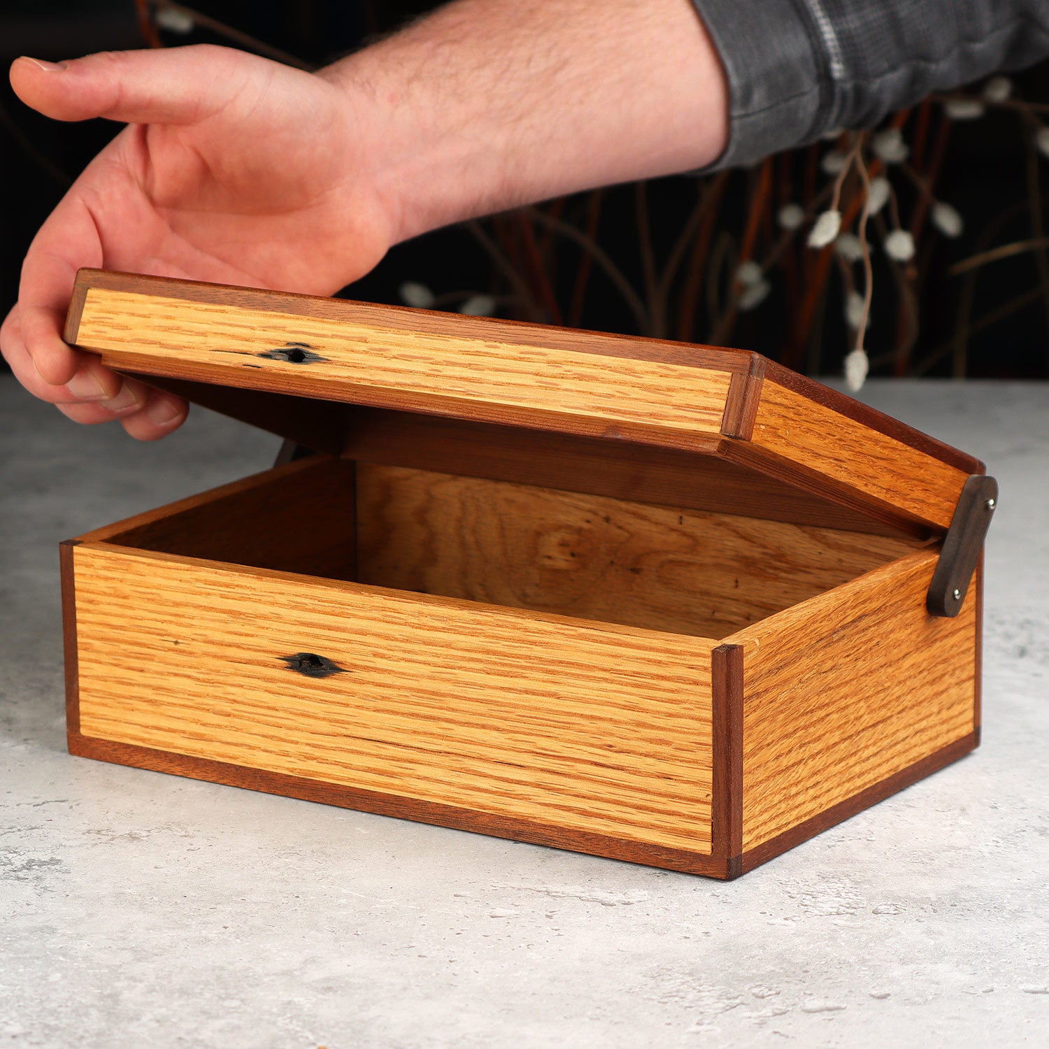 Large Red Oak Keepsake Box