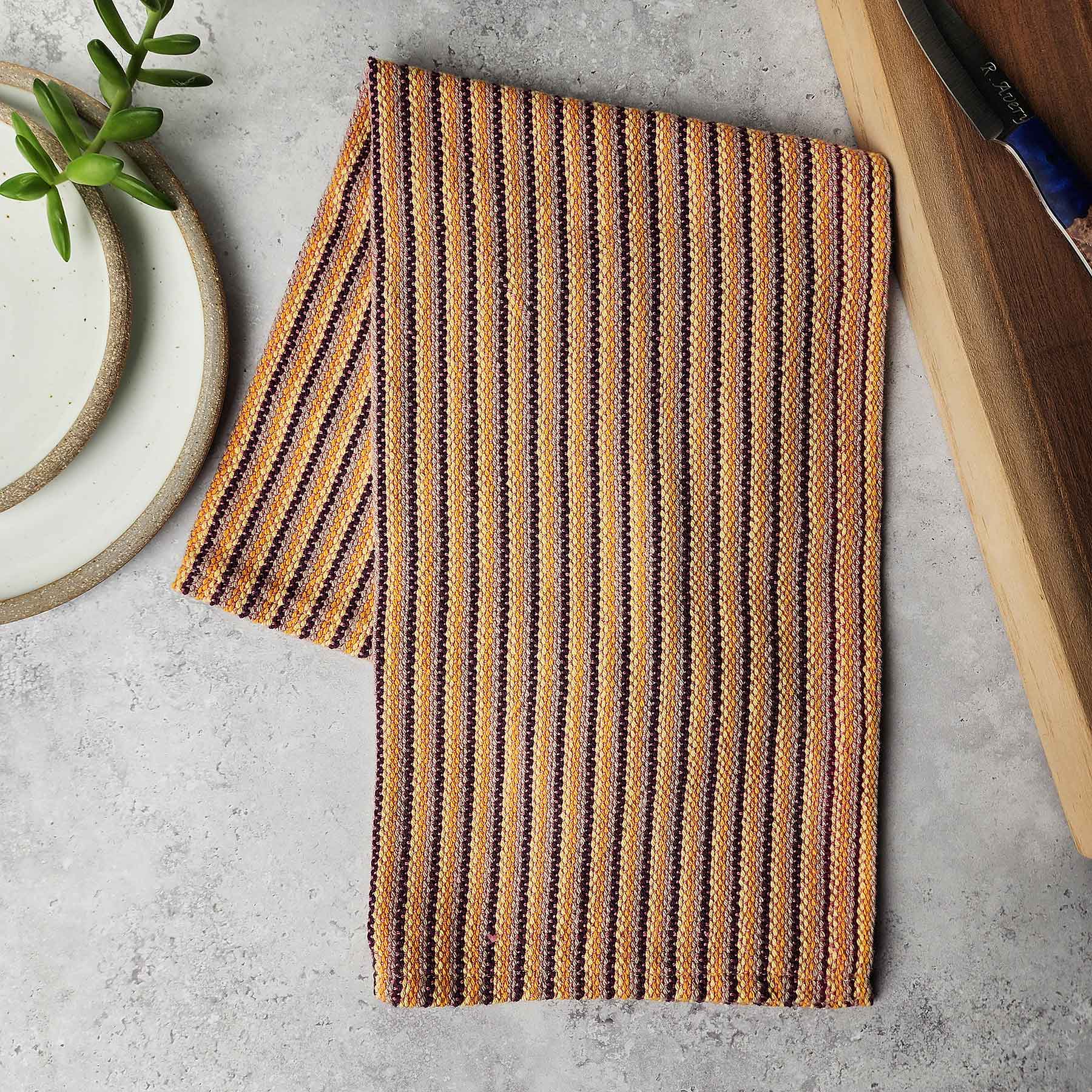 Woven Kitchen Towel; Orange Striped