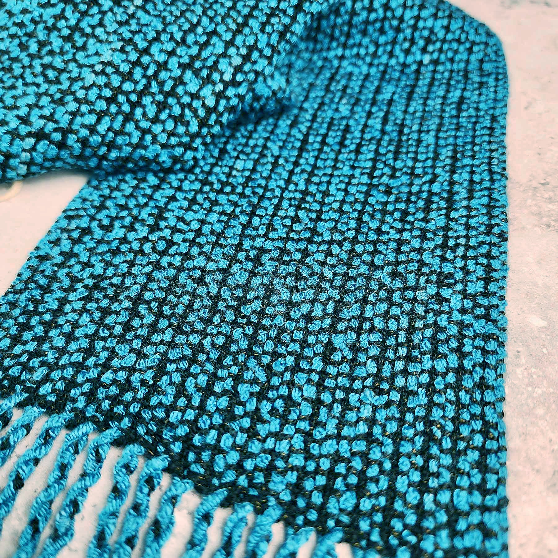 Woven Rayon Scarf, Blue/Black