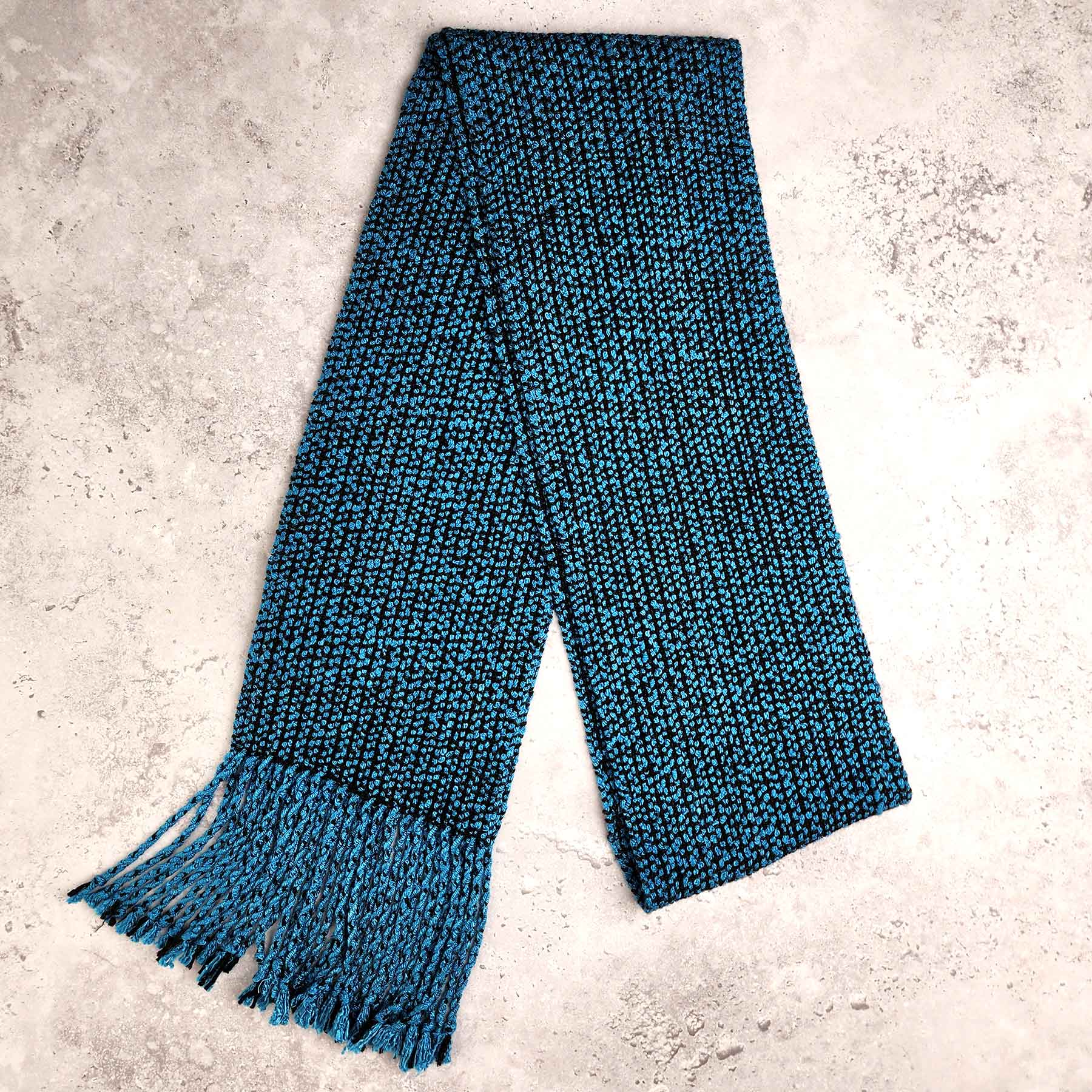 Woven Rayon Scarf, Blue/Black