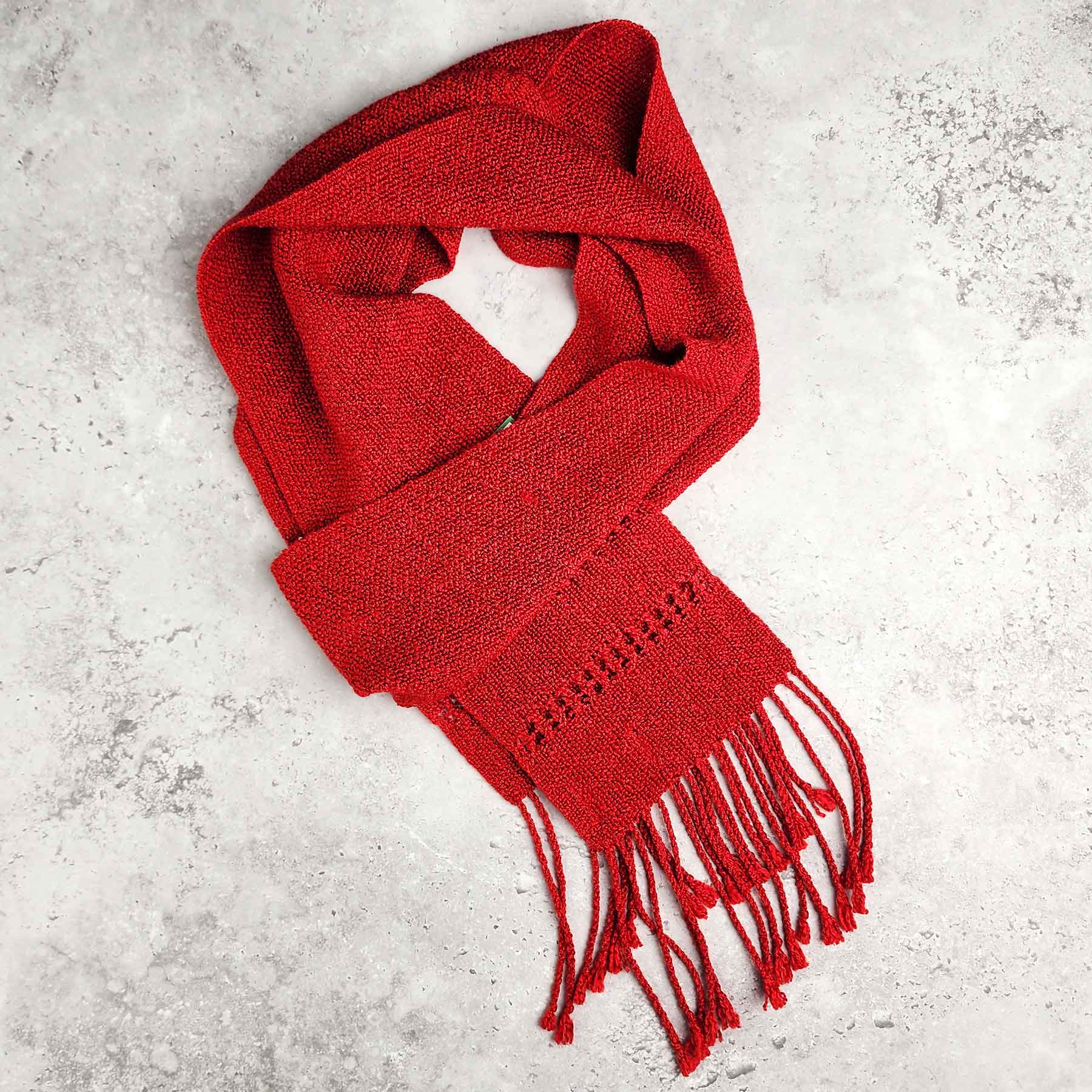 Woven Rayon Scarf, Red