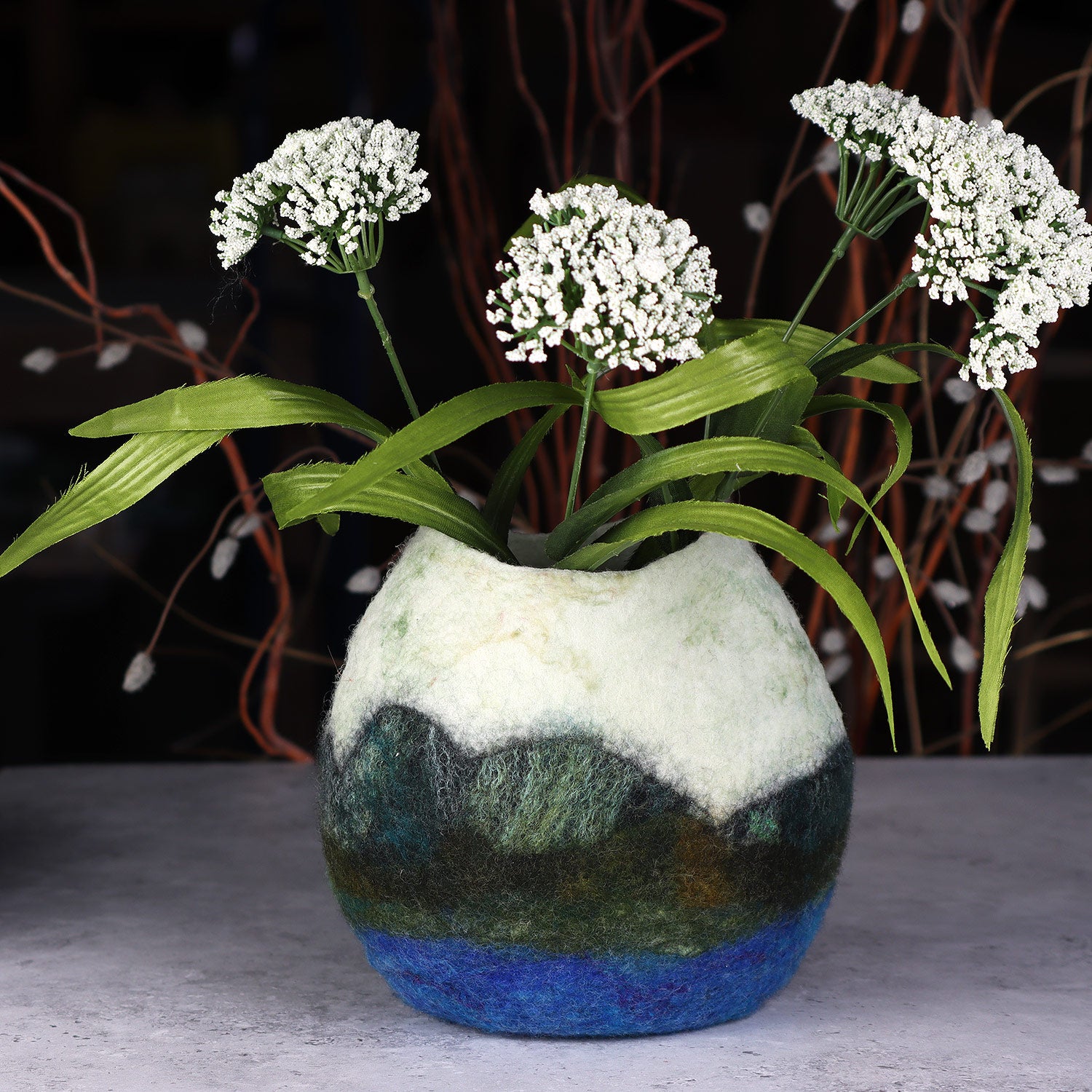 Mountain Scene Wet Felted Vessel