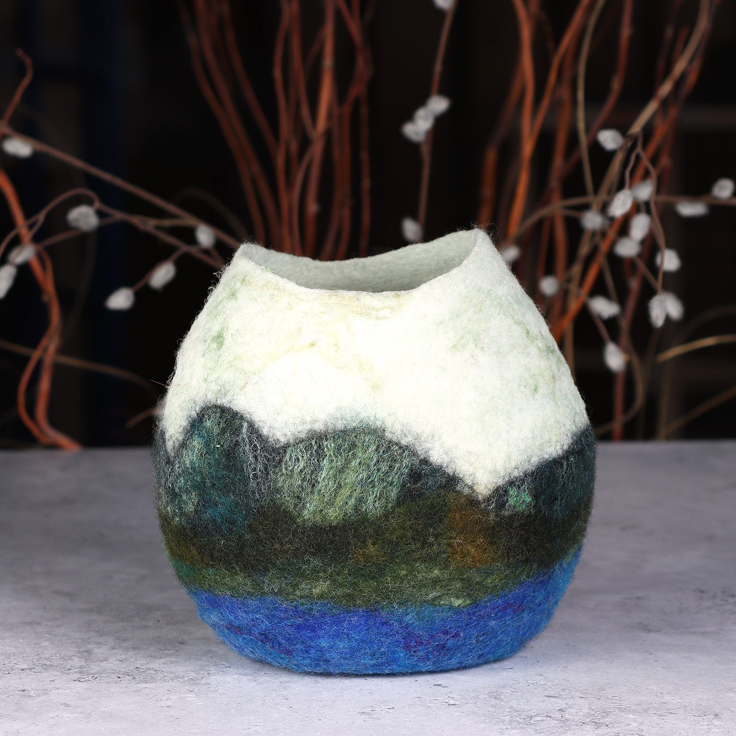 Mountain Scene Wet Felted Vessel