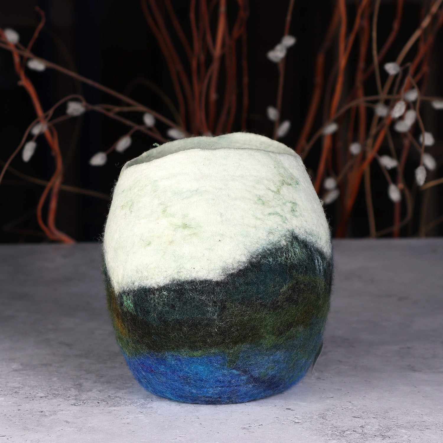 Mountain Scene Wet Felted Vessel