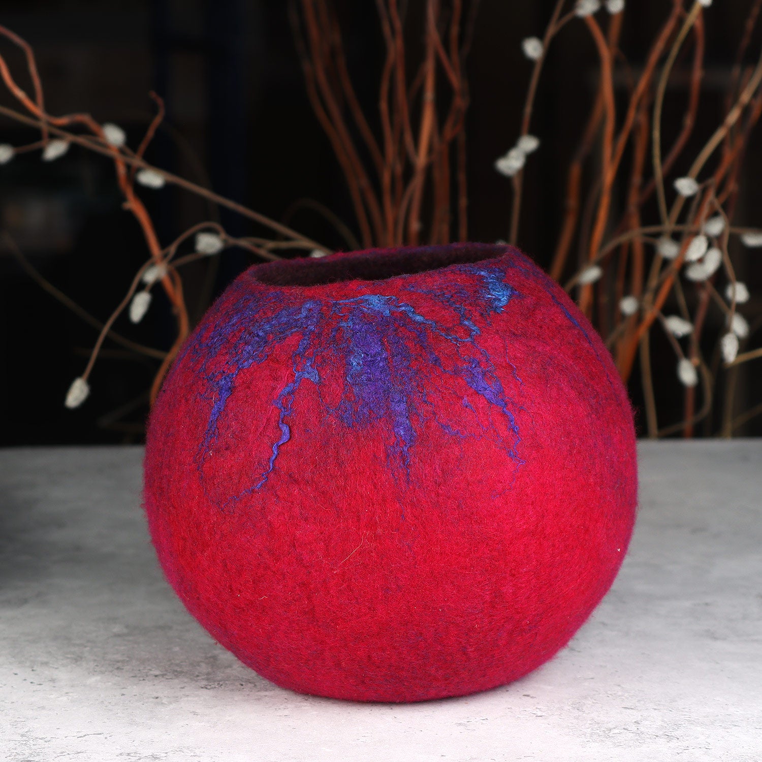 Fushia Wet Felted Vessel