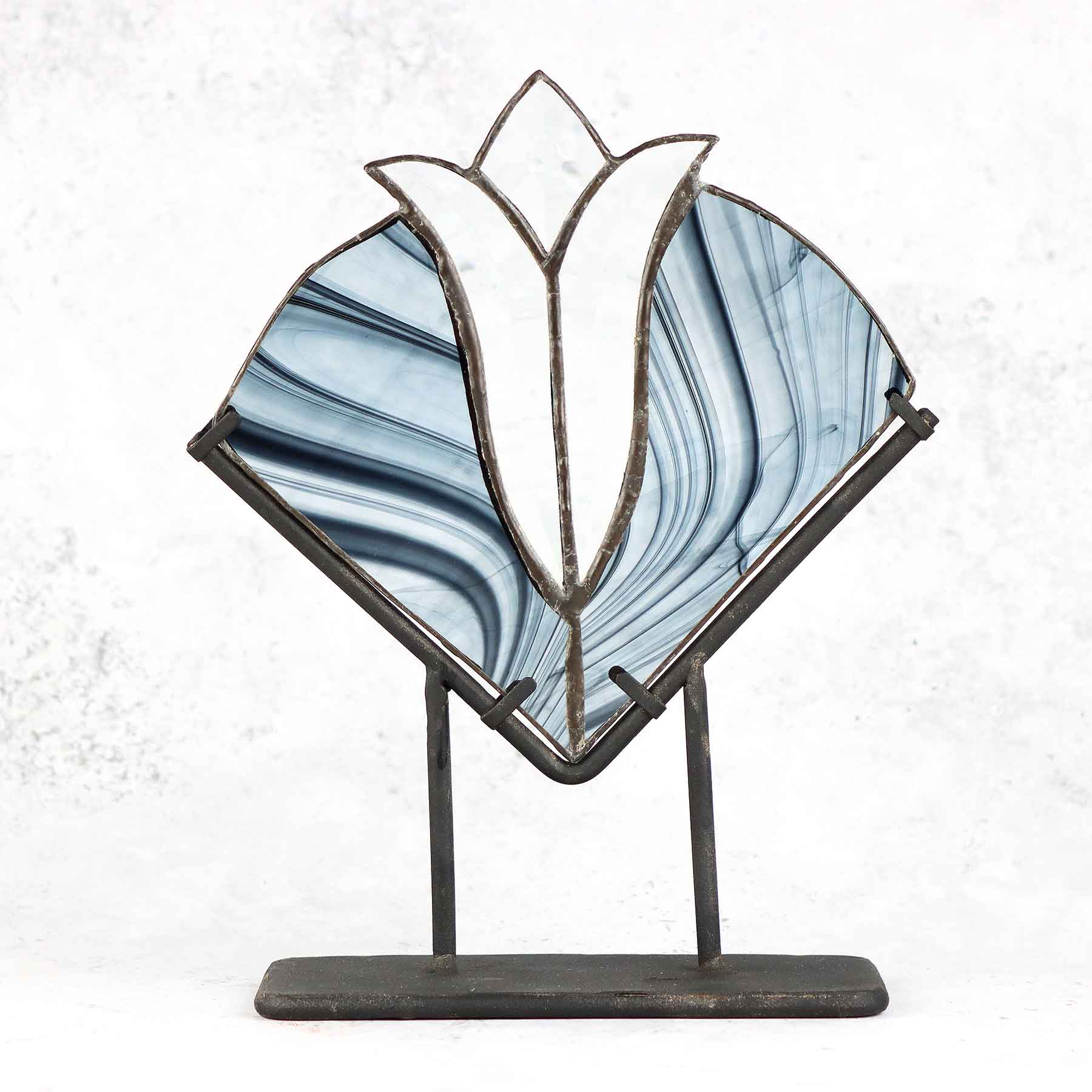 Stained Glass Blue Framed Tulip