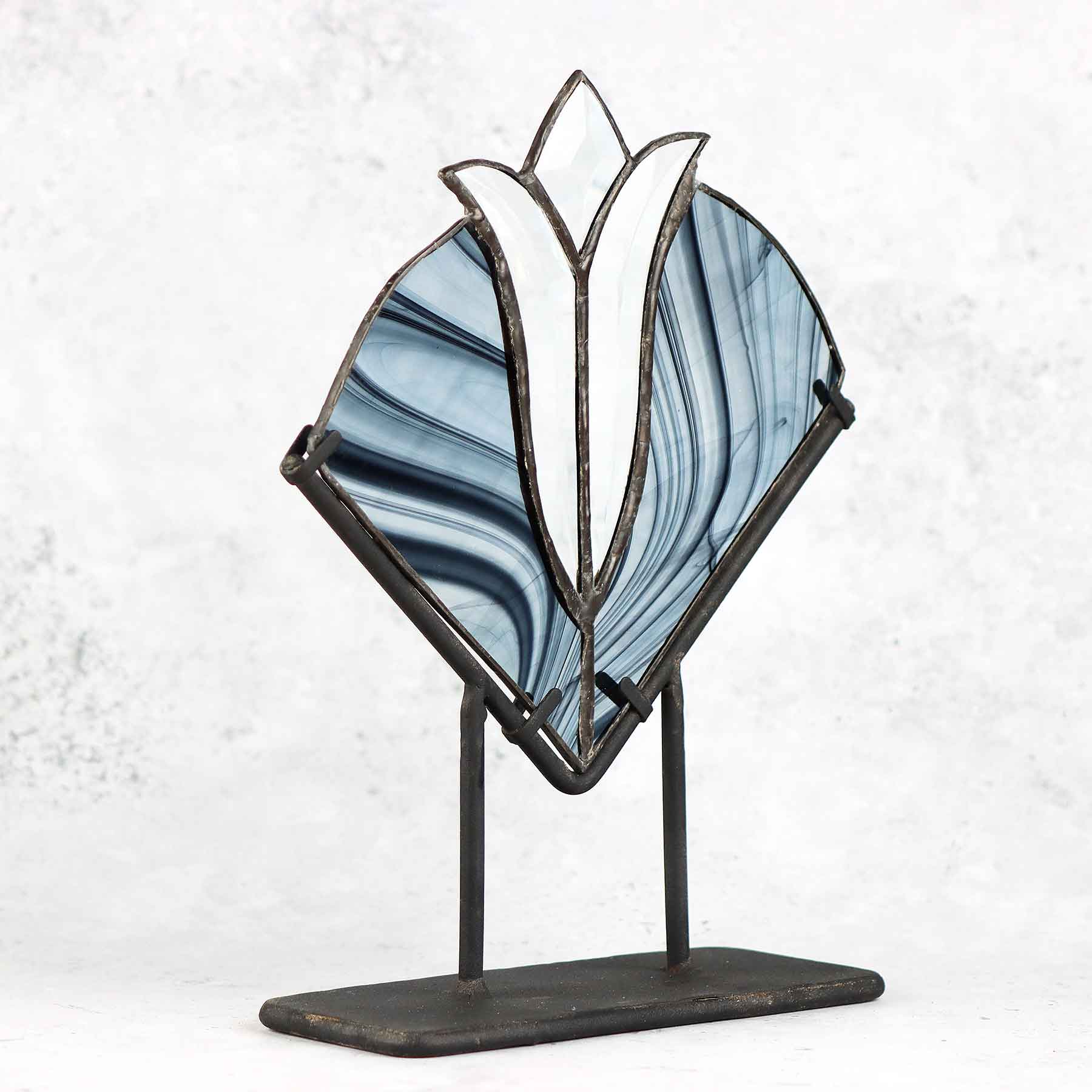 Stained Glass Blue Framed Tulip