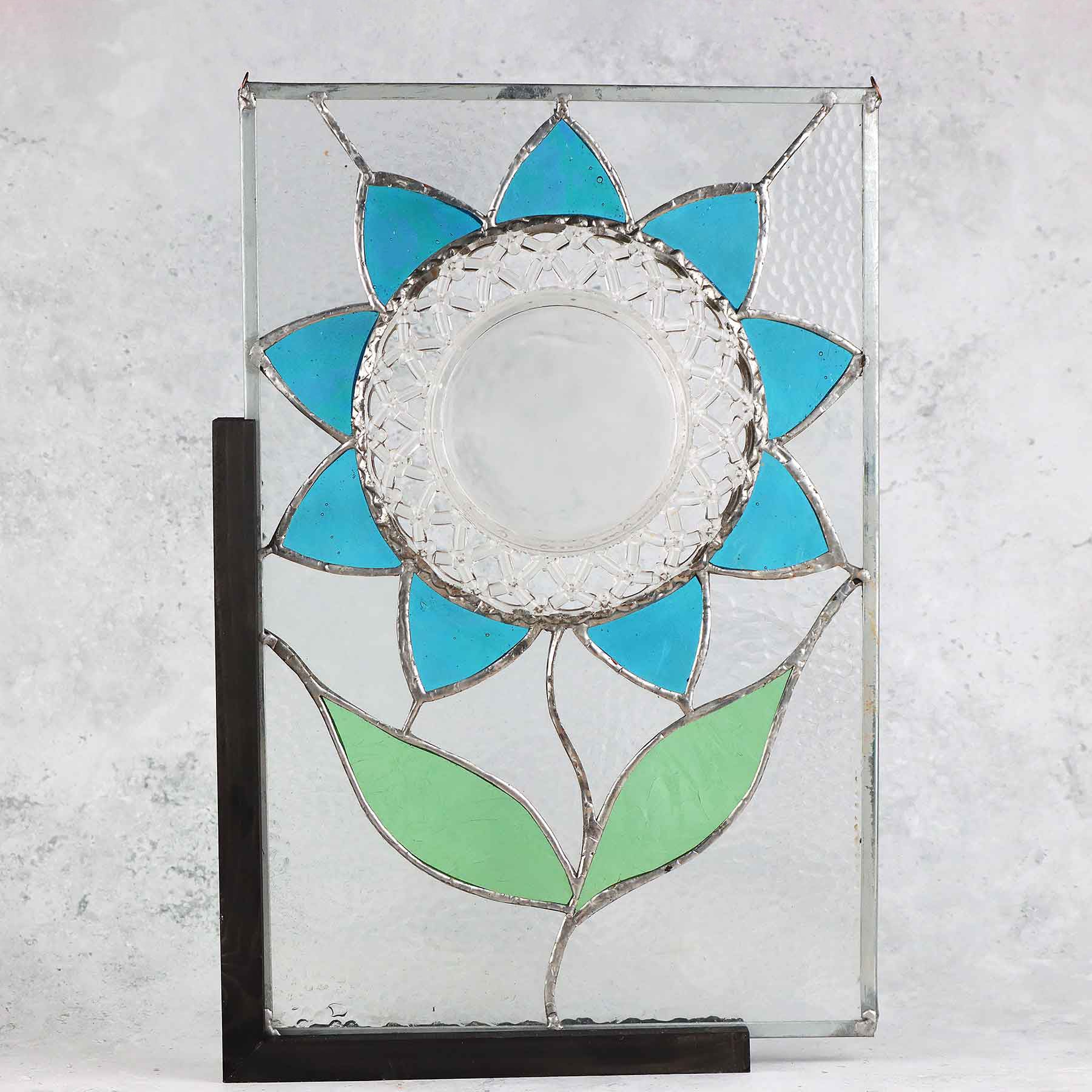 Stained Glass Blue Sunflower