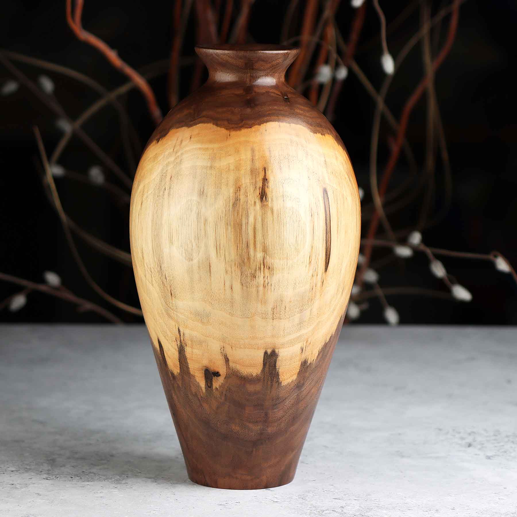 Tall Walnut Vase