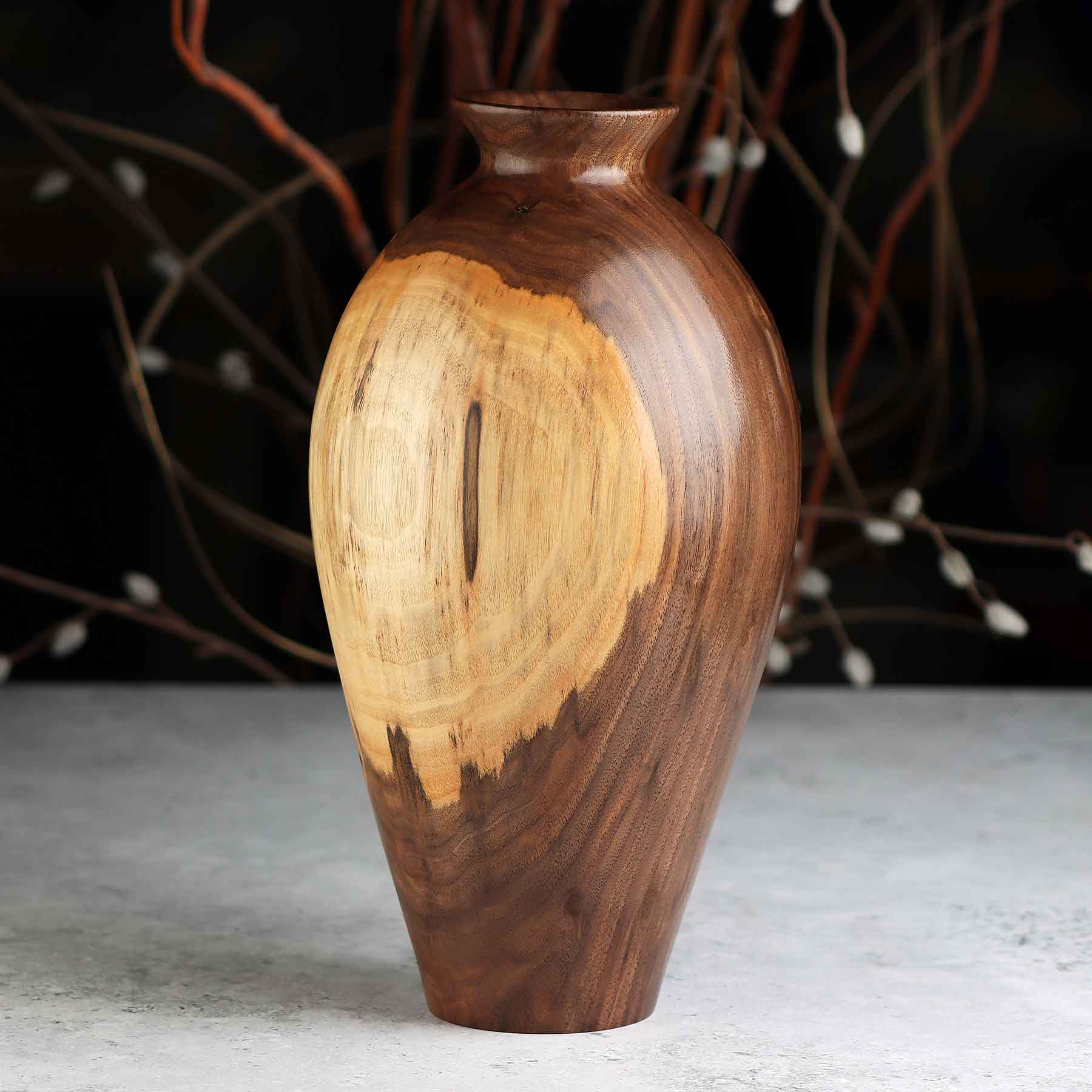 Tall Walnut Vase