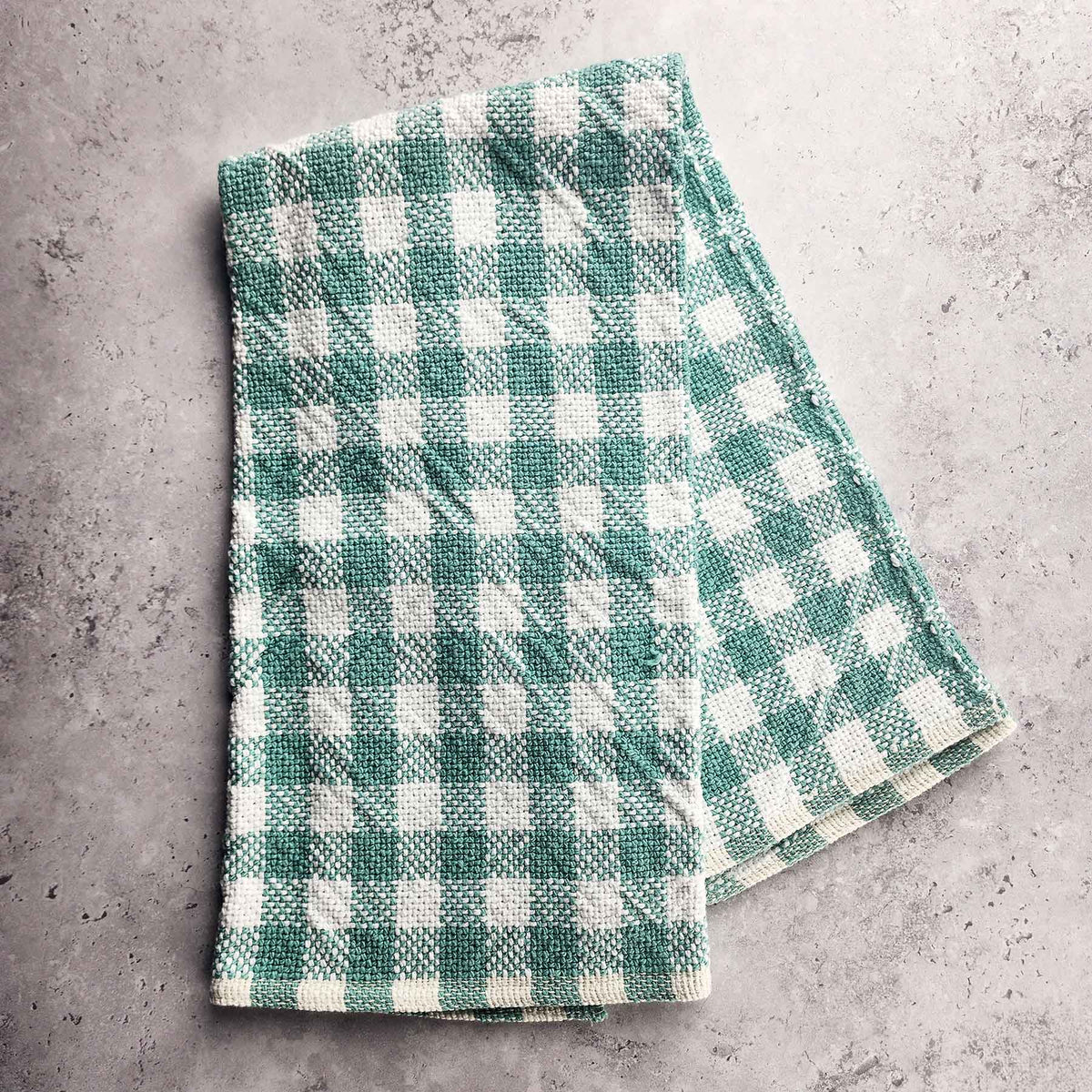 Teal & White Checker Hand Towel