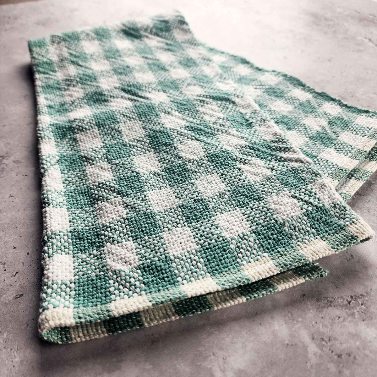 Teal & White Checker Hand Towel