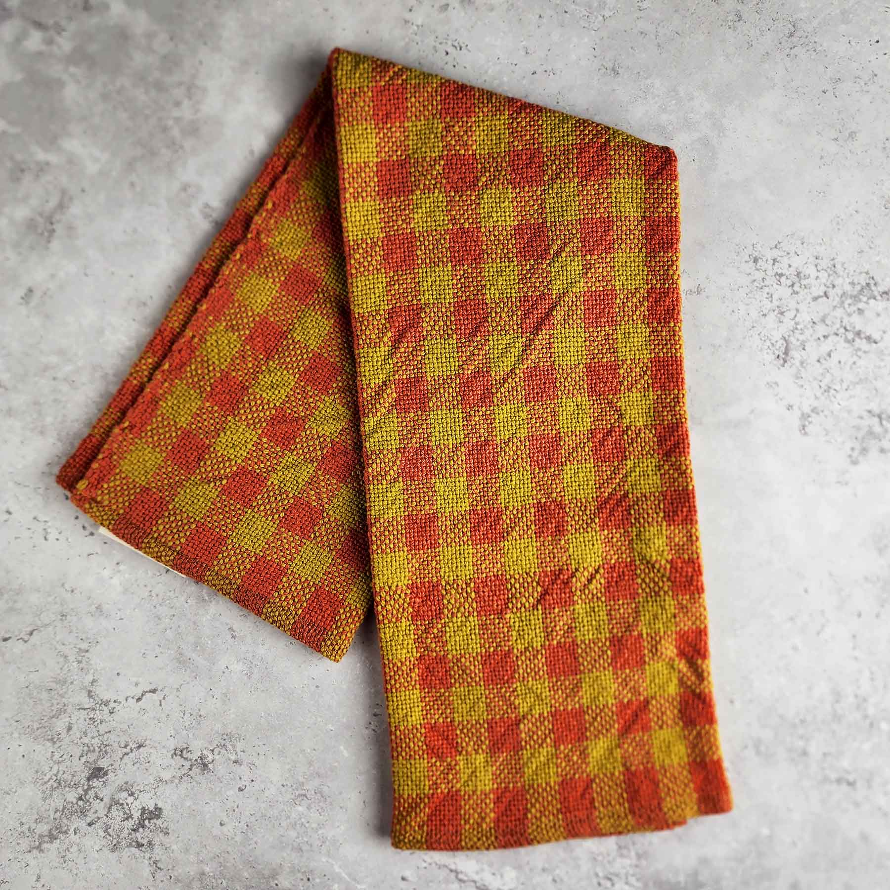 Handmade Towel; Chartreuse/Color Checker