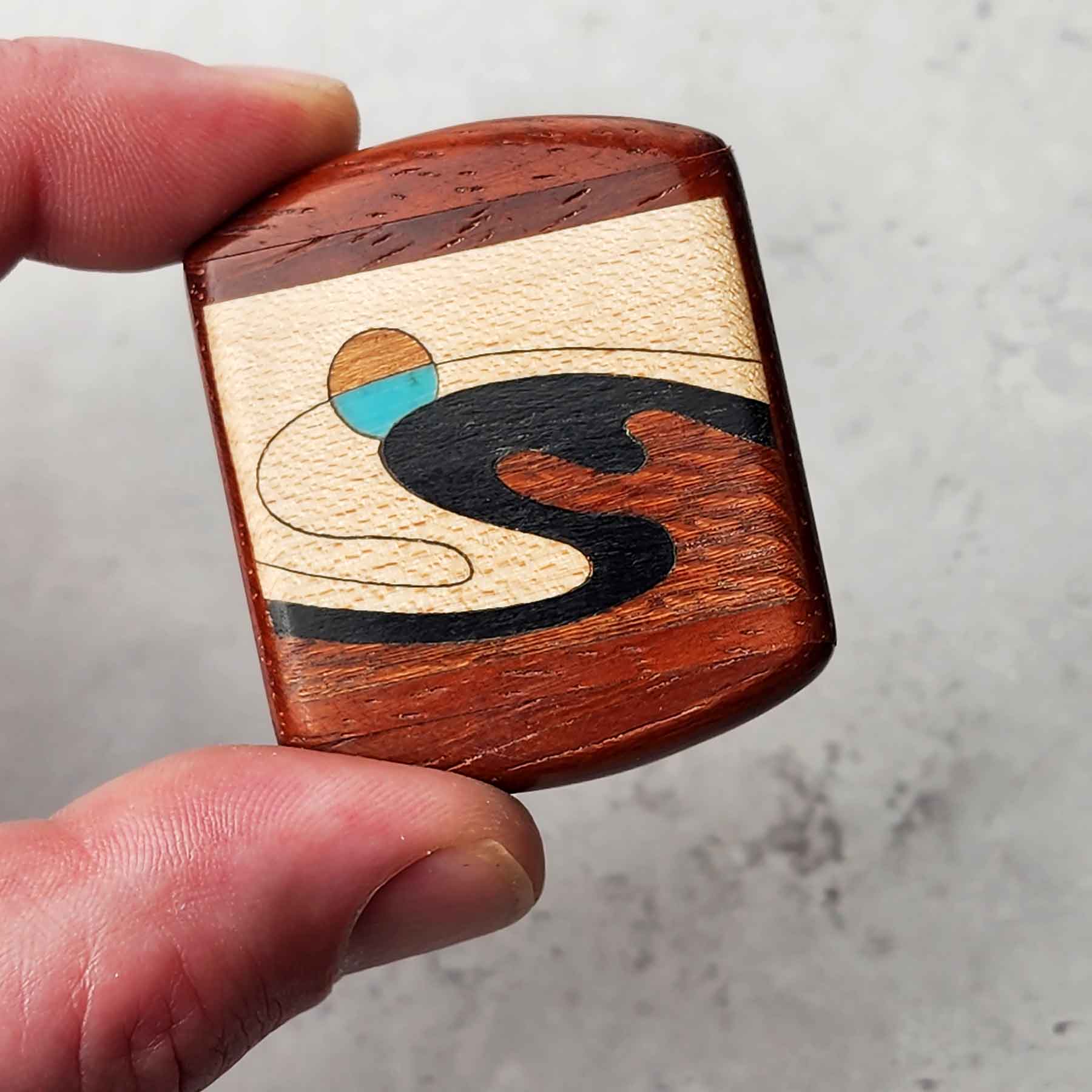2" Flat Wide Padauk- Wave Marquetry