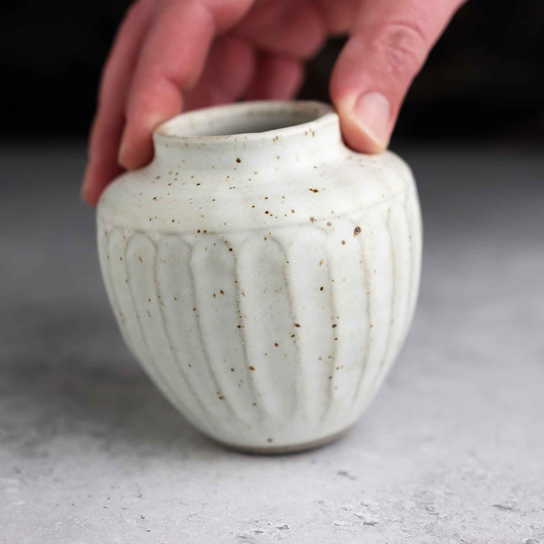 Satin White Carved Vase