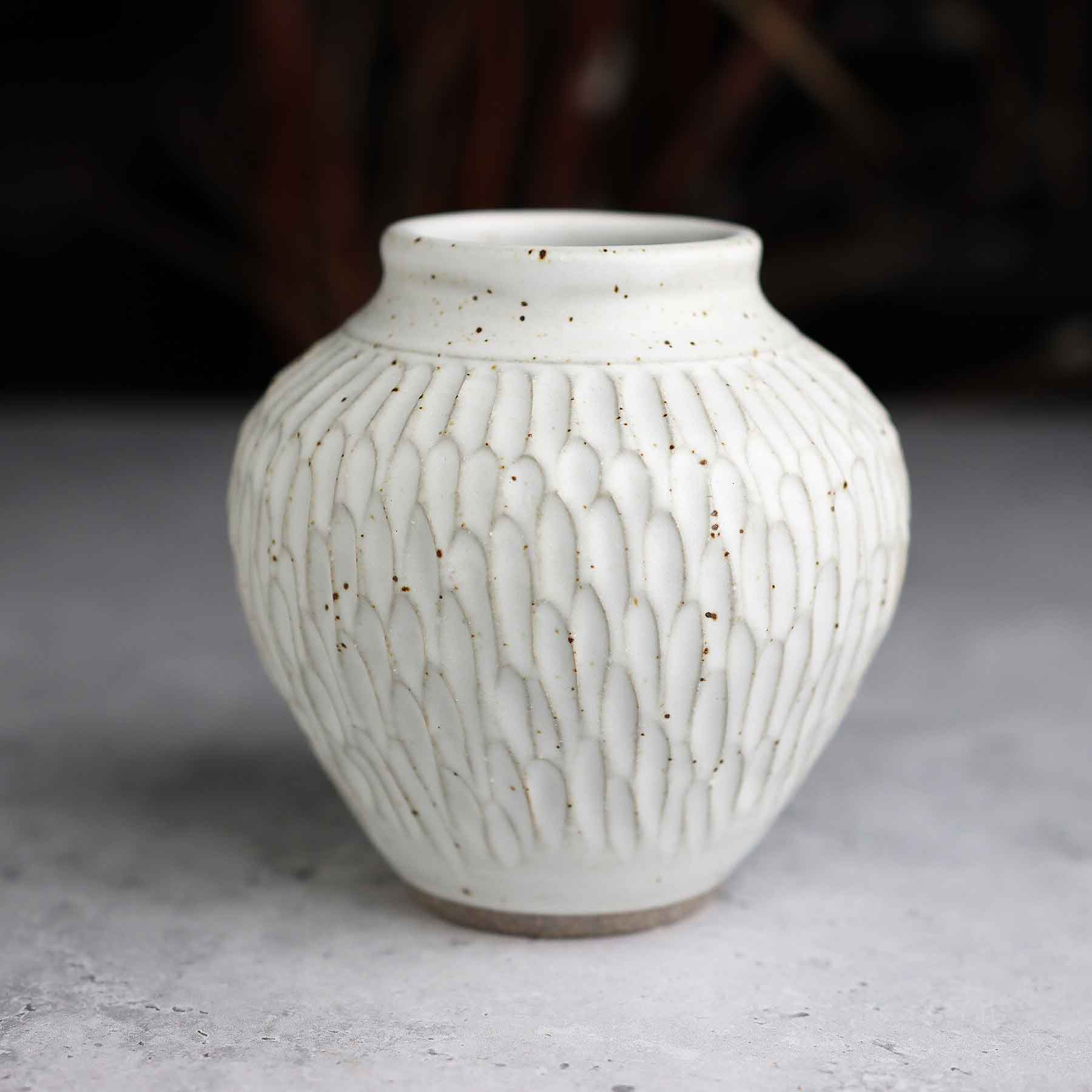 Satin White Carved Vase