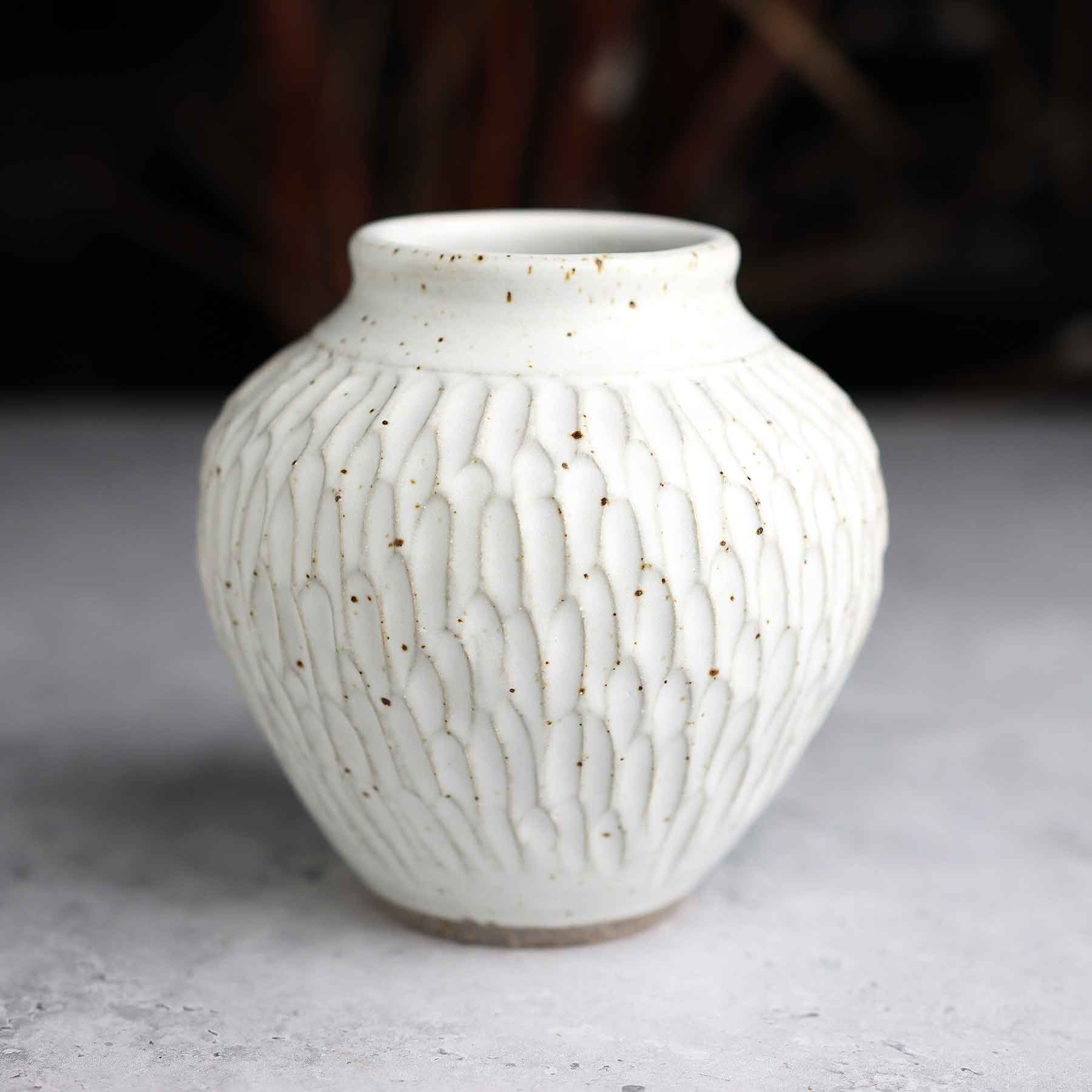 Satin White Carved Vase