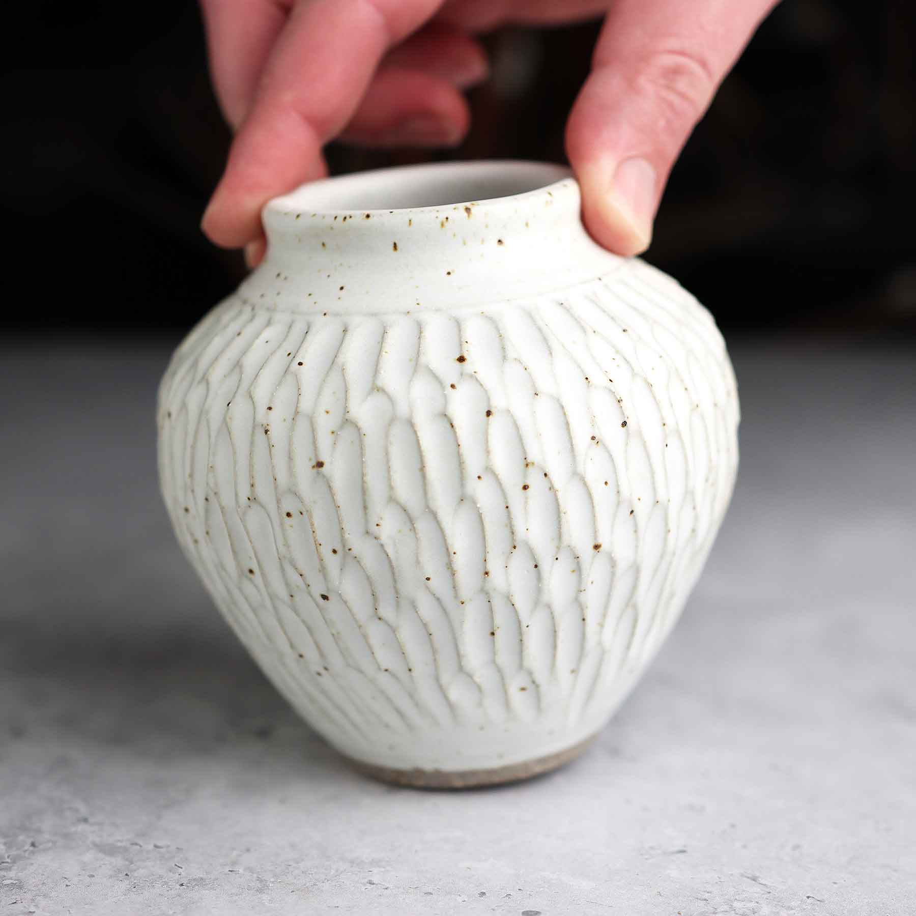 Satin White Carved Vase
