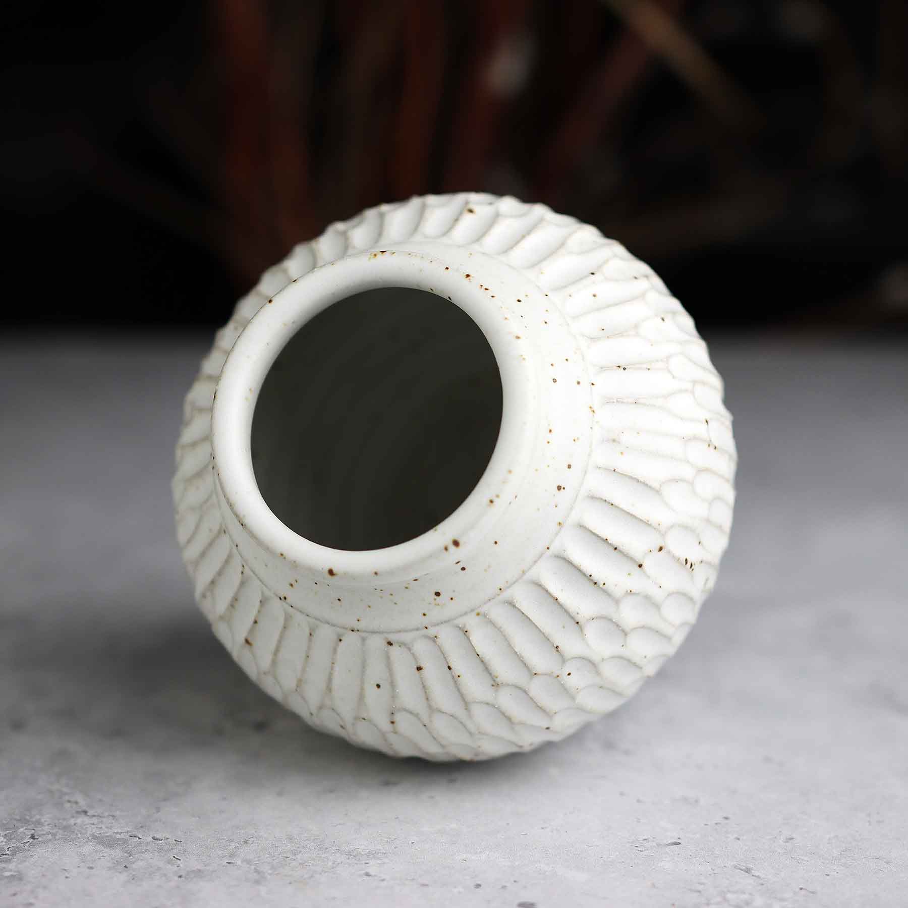 Satin White Carved Vase