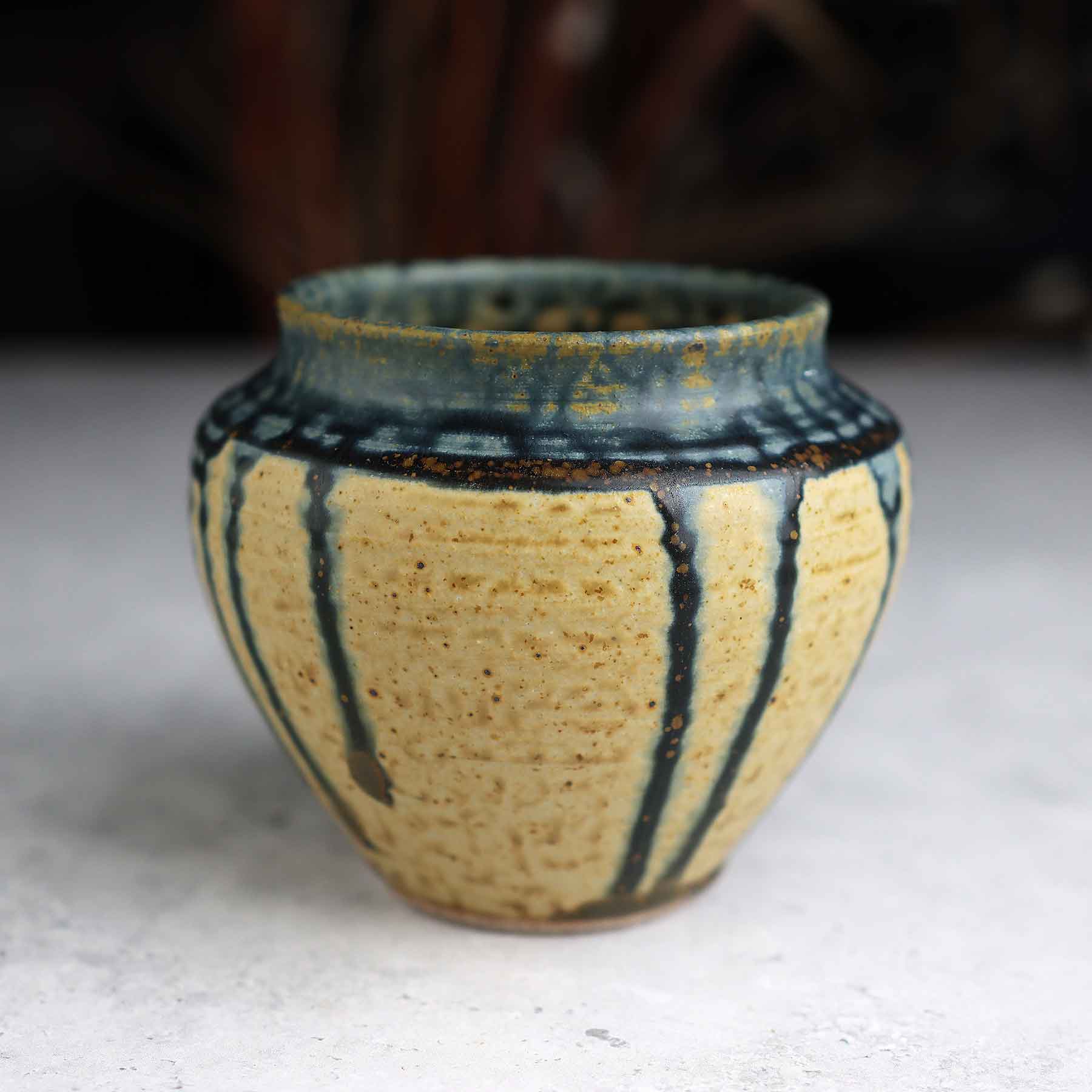 Yellow Blue Ash Carved Vase
