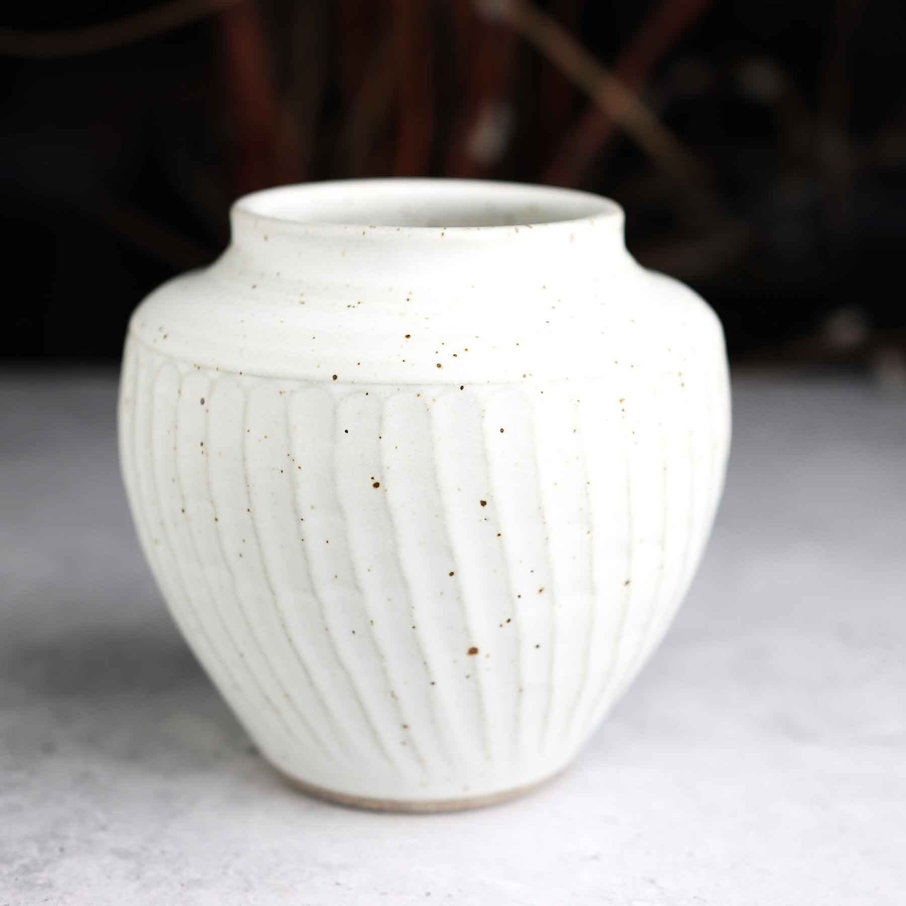 Satin White Carved Vase