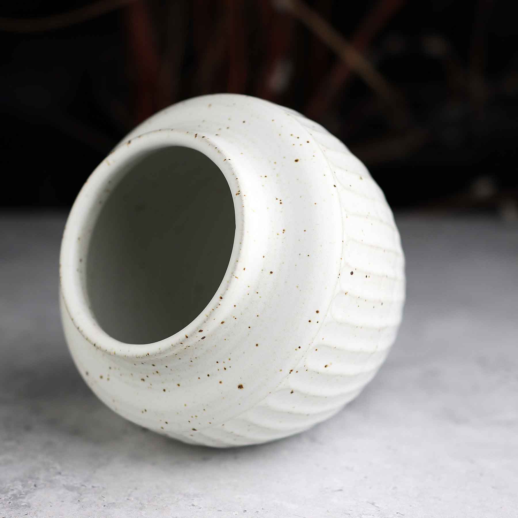 Satin White Carved Vase