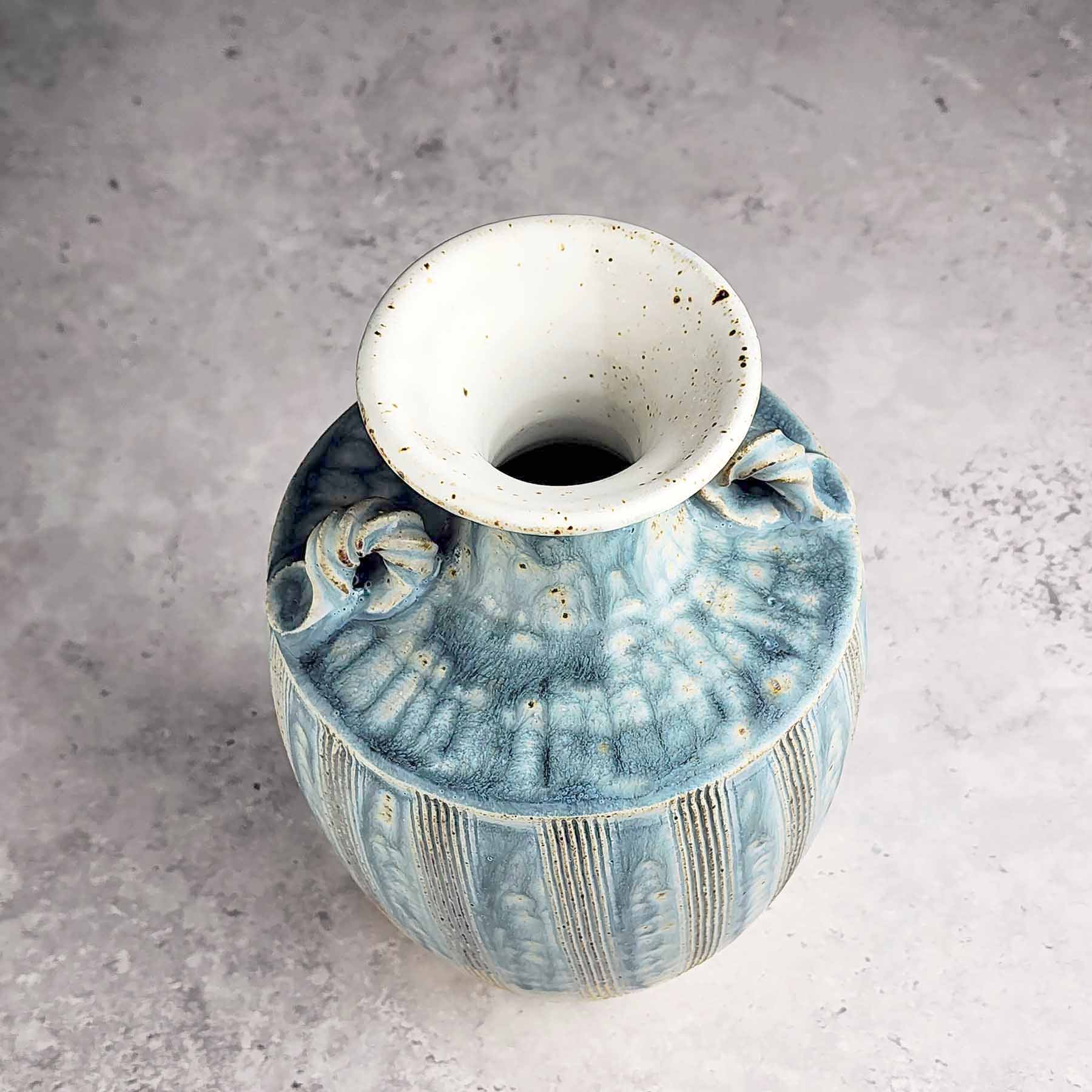 Light Blue Ash Carved Vase