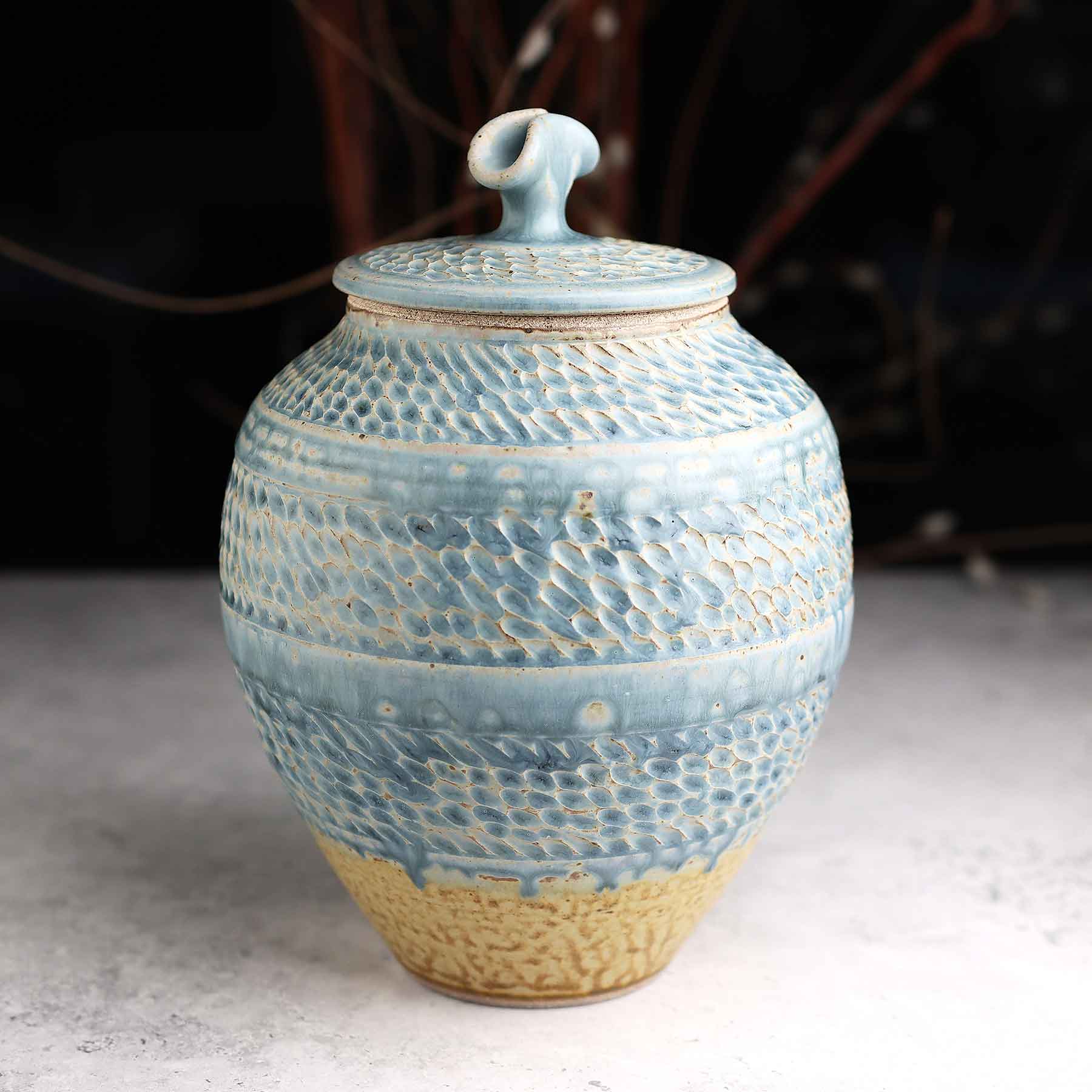 Light Blue Ash Lidded Jar