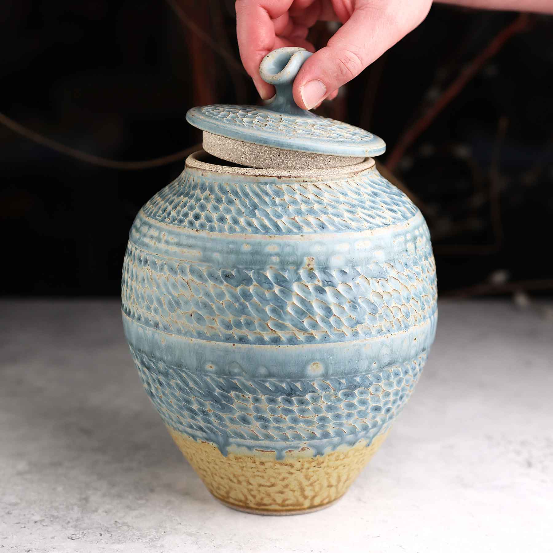 Light Blue Ash Lidded Jar