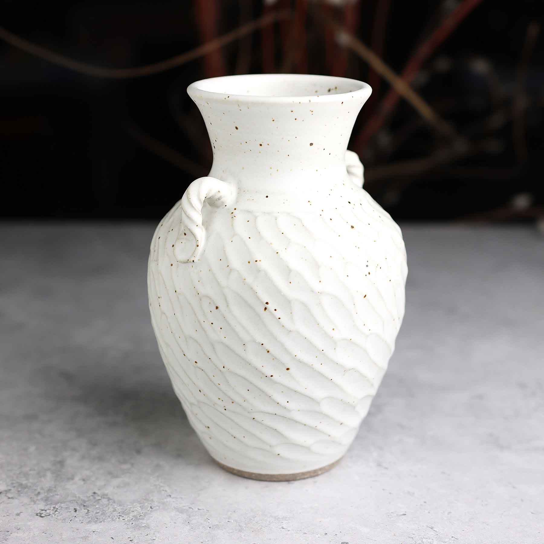 Satin White Carved Vase
