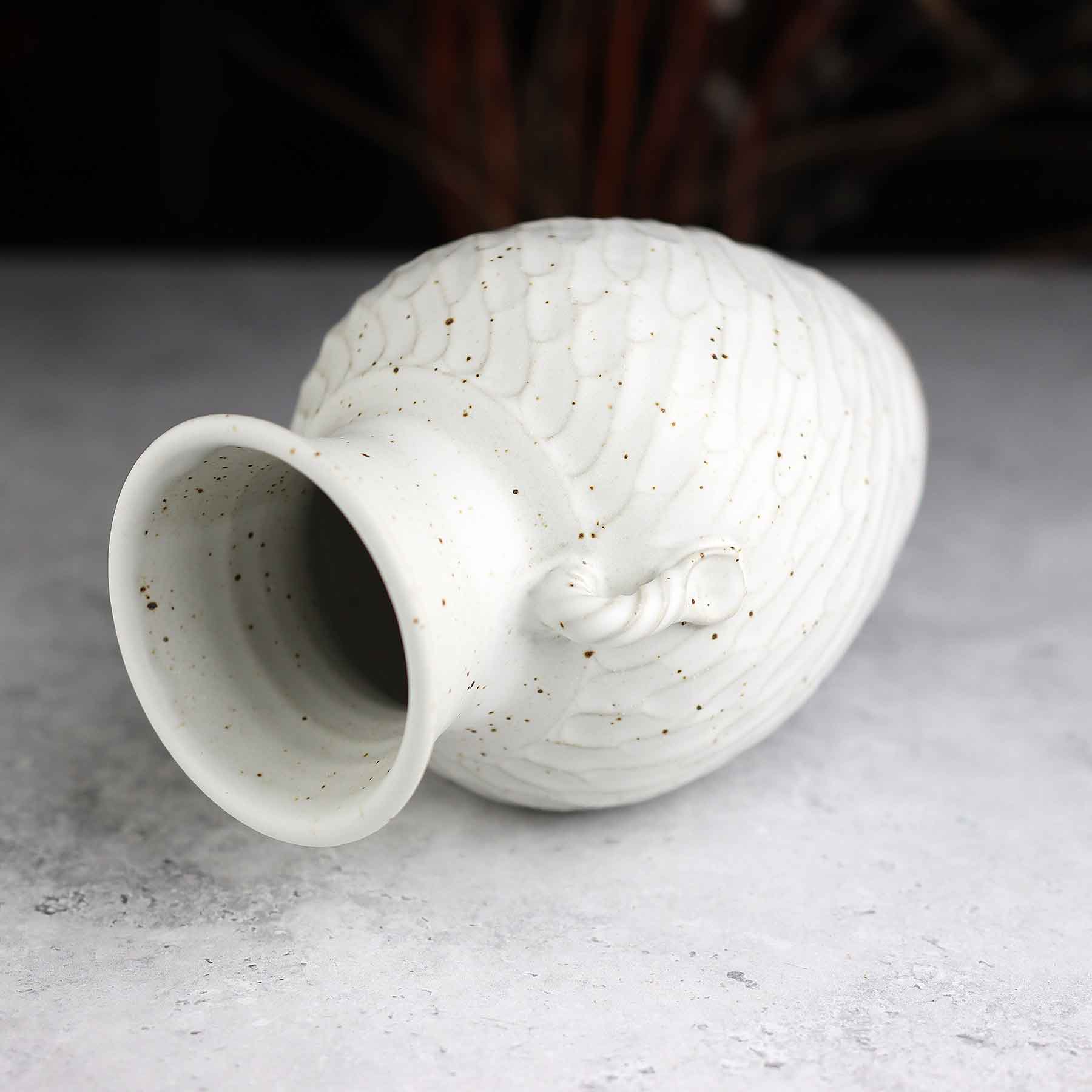 Satin White Carved Vase