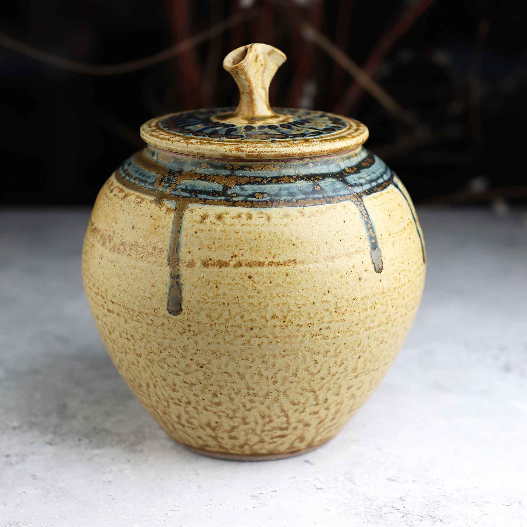 Yellow Blue Ash Lidded Jar