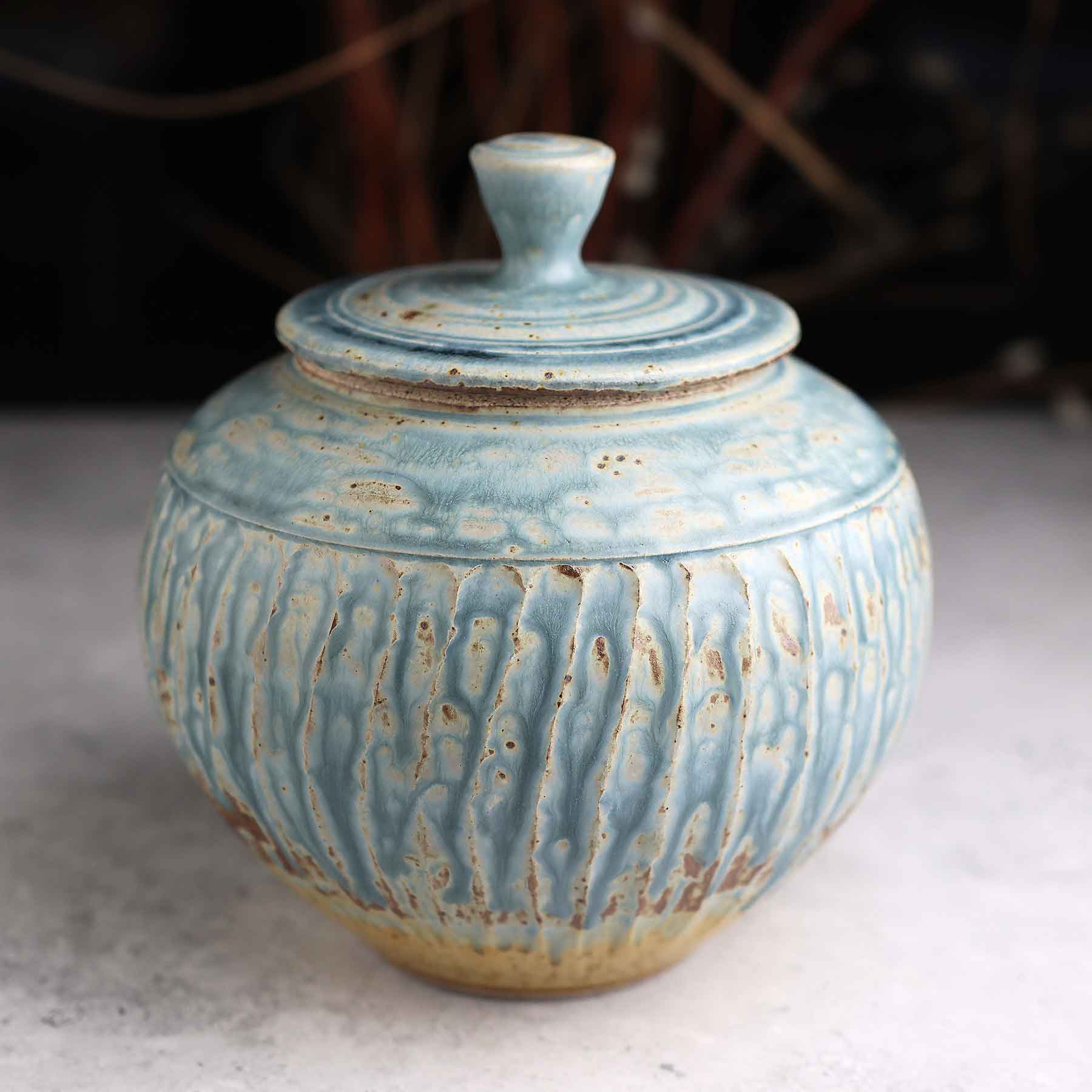 Light Blue Ash Lidded Jar