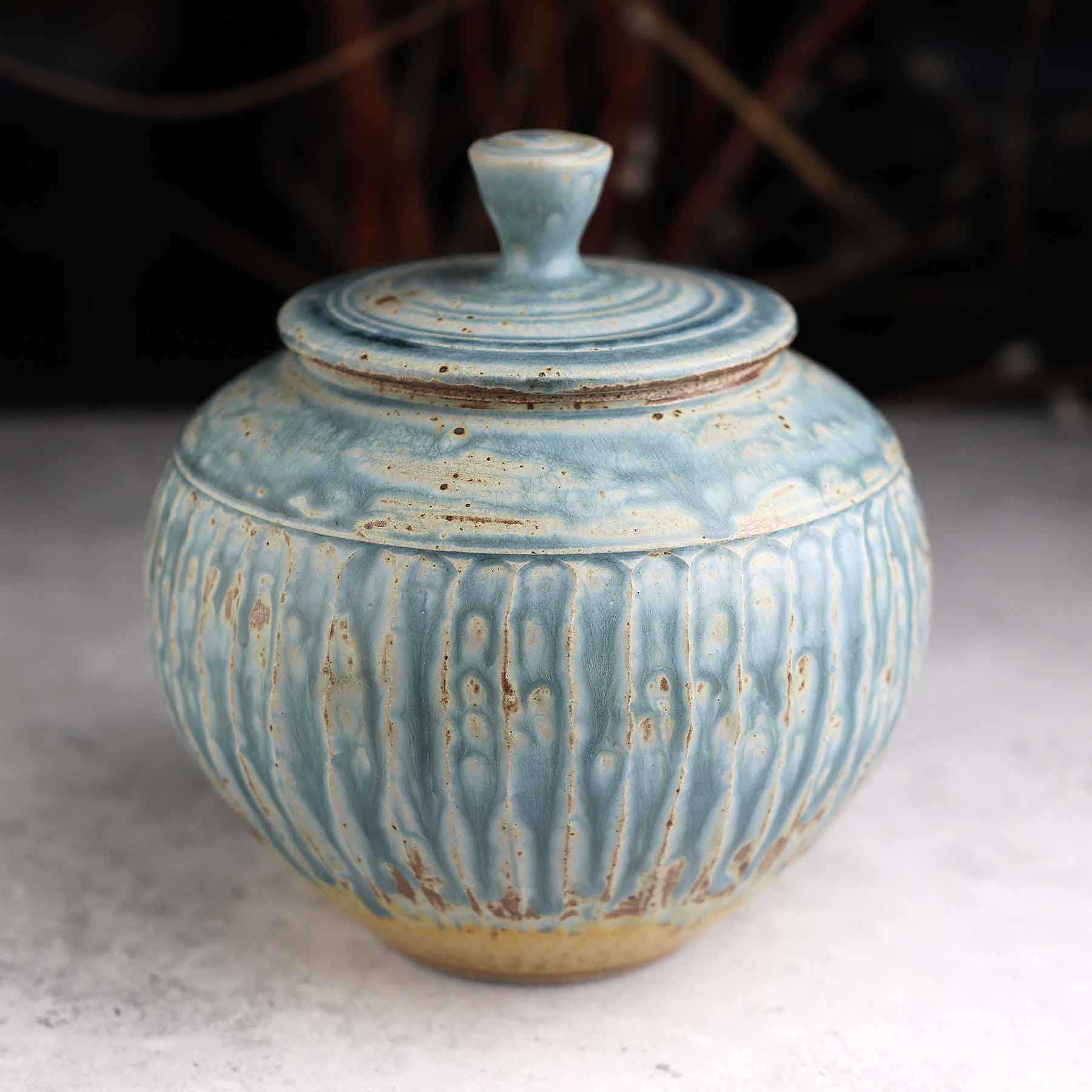 Light Blue Ash Lidded Jar