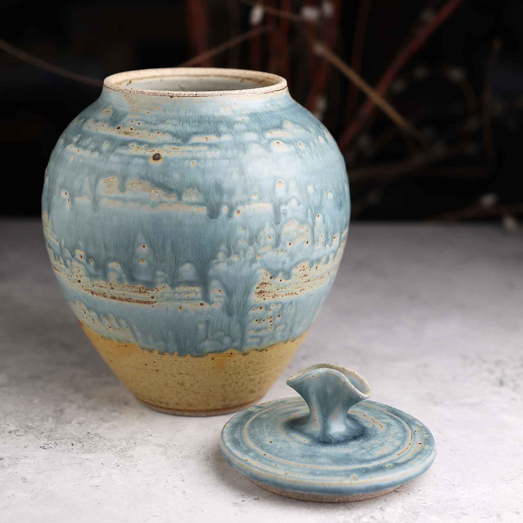 Light Blue Ash Lidded Jar