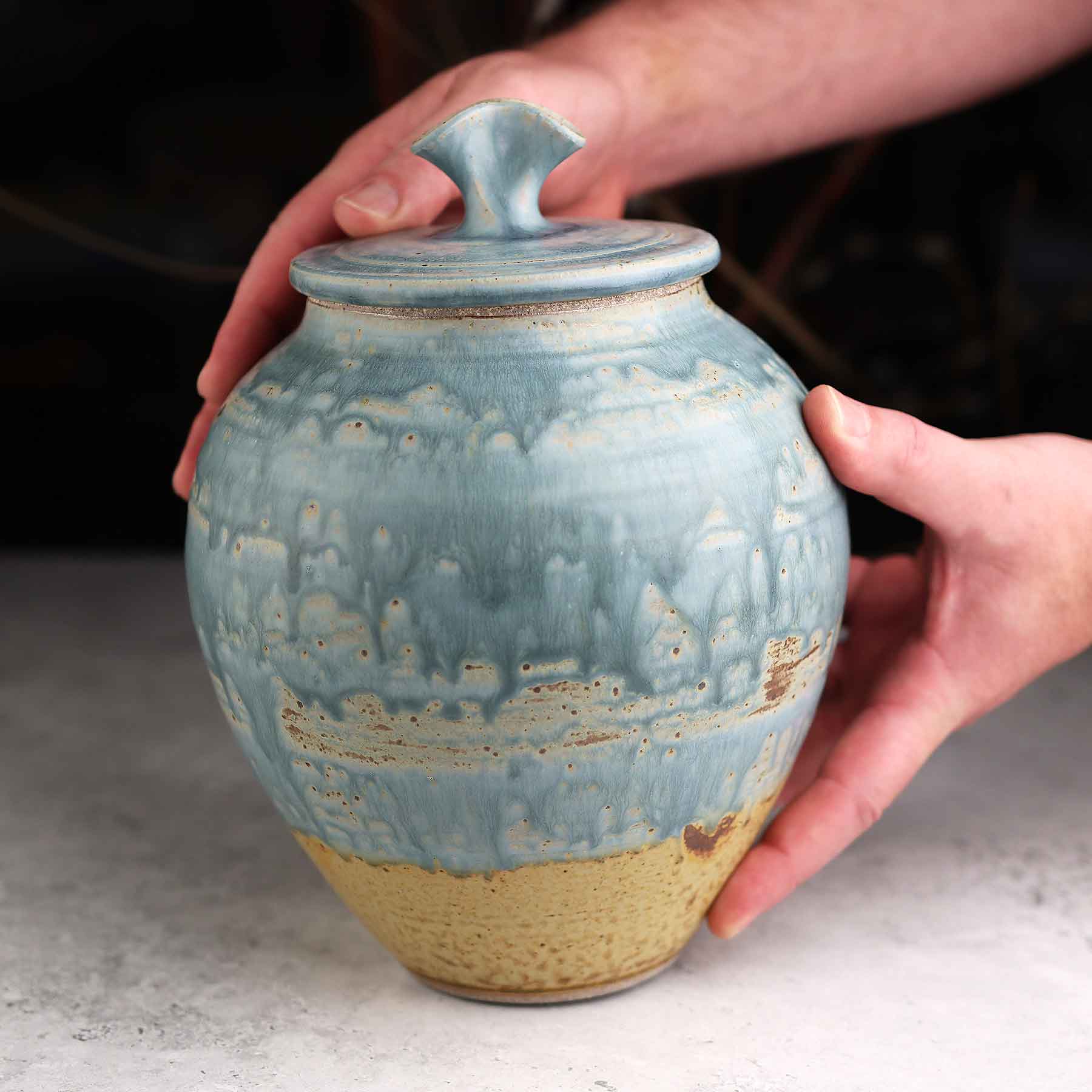 Light Blue Ash Lidded Jar