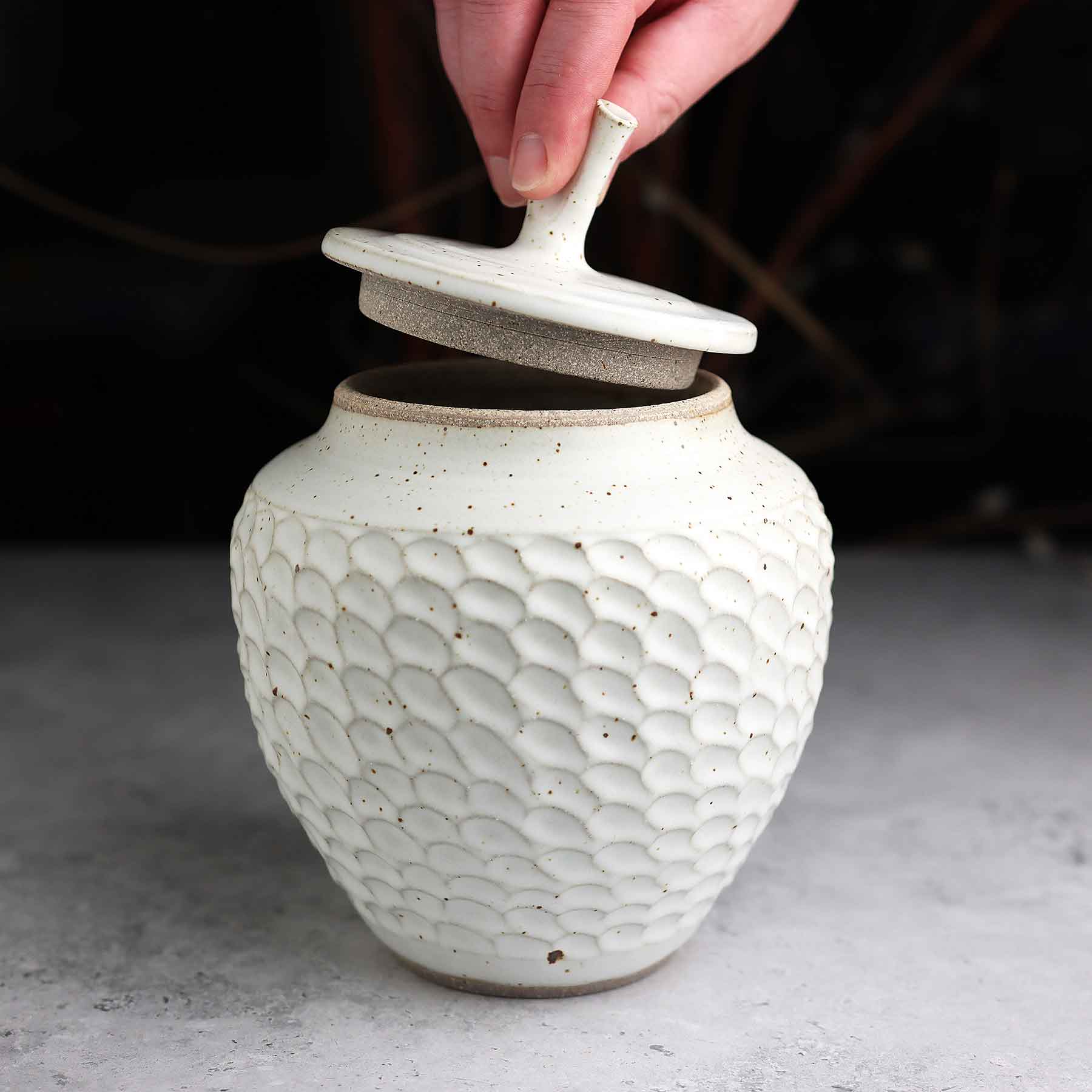 Satin White Lidded Jar