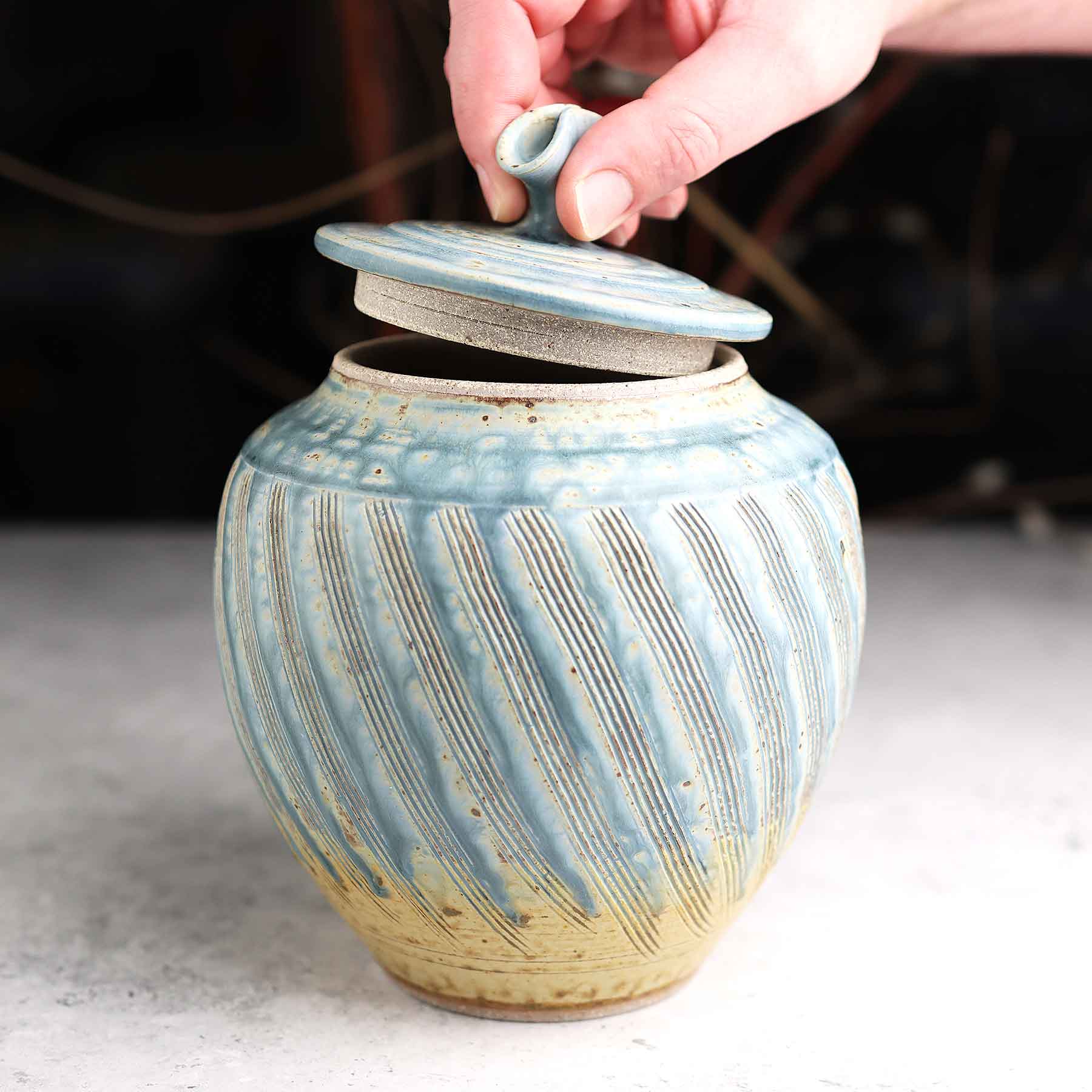 Light Blue Ash Lidded Jar