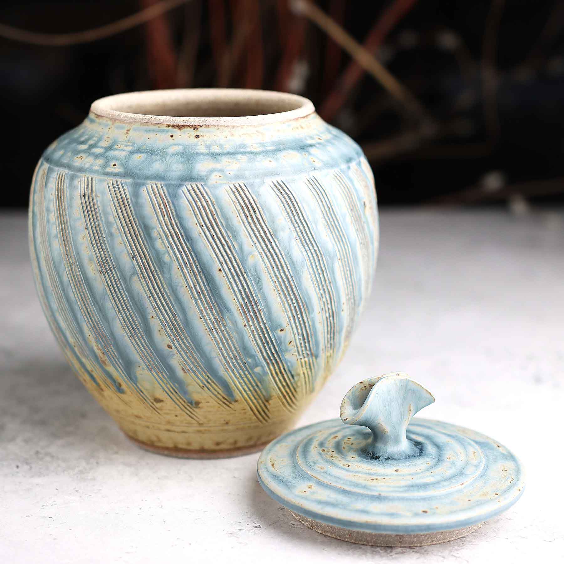 Light Blue Ash Lidded Jar
