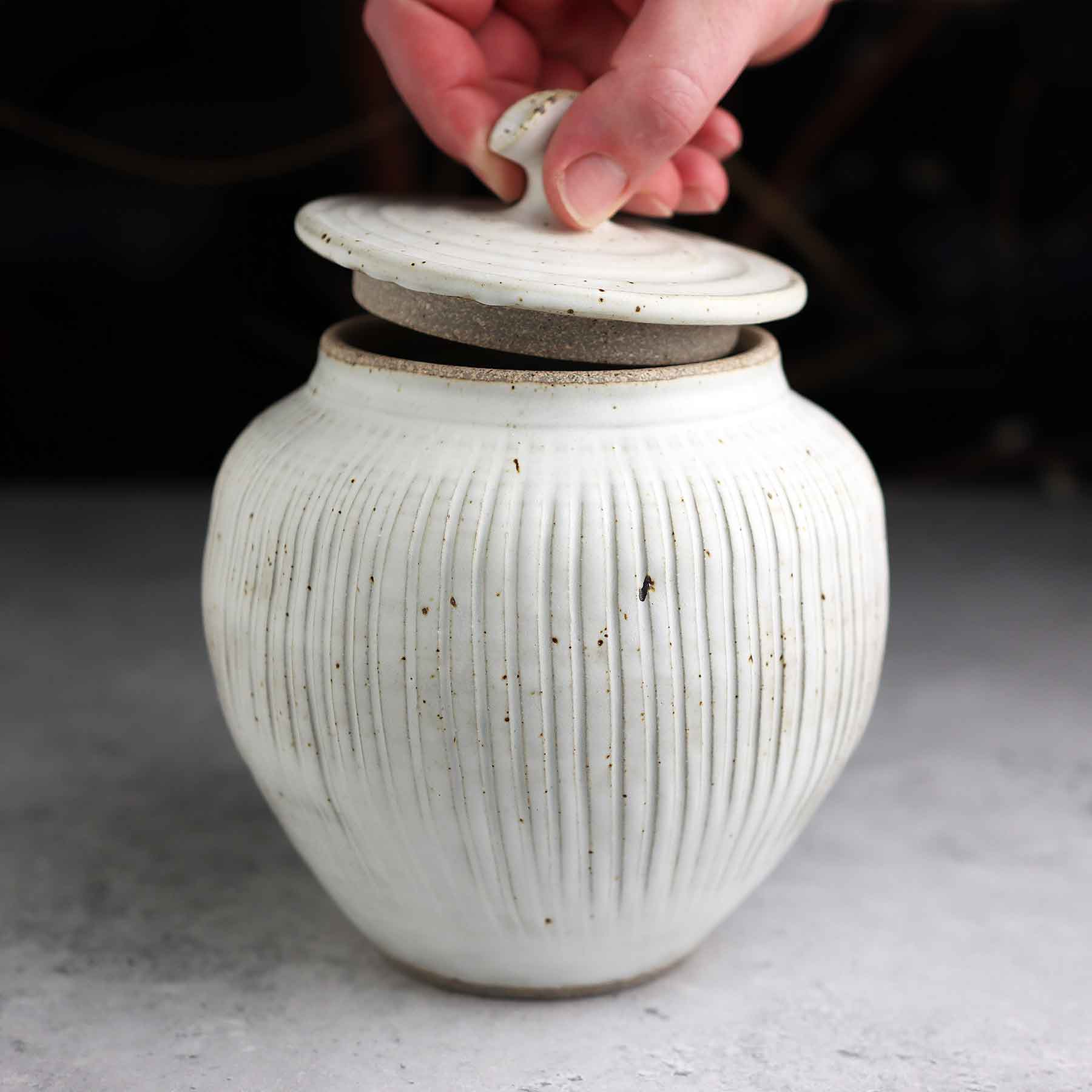 Satin White Lidded Jar