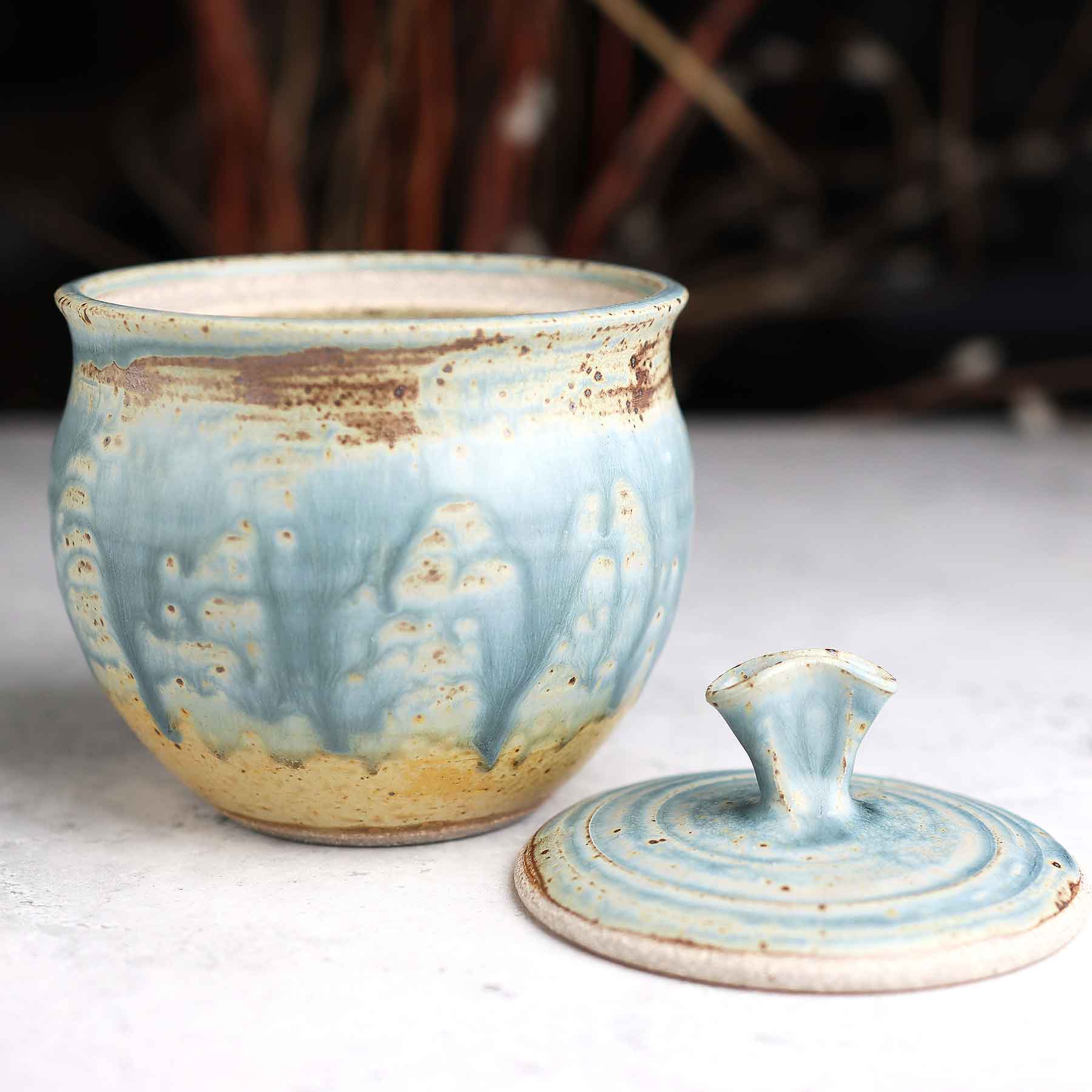 Light Blue Ash Lidded Jar