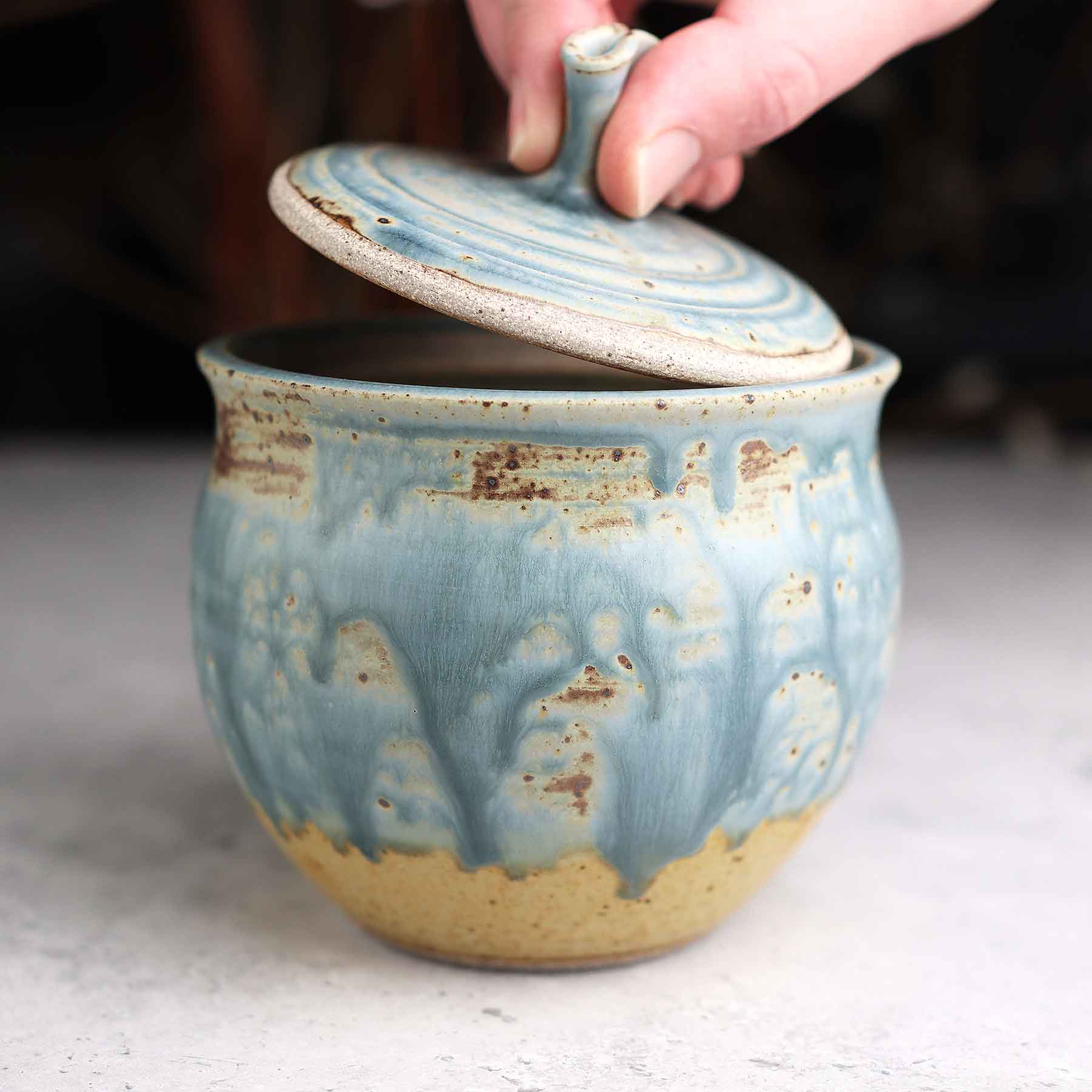 Light Blue Ash Lidded Jar