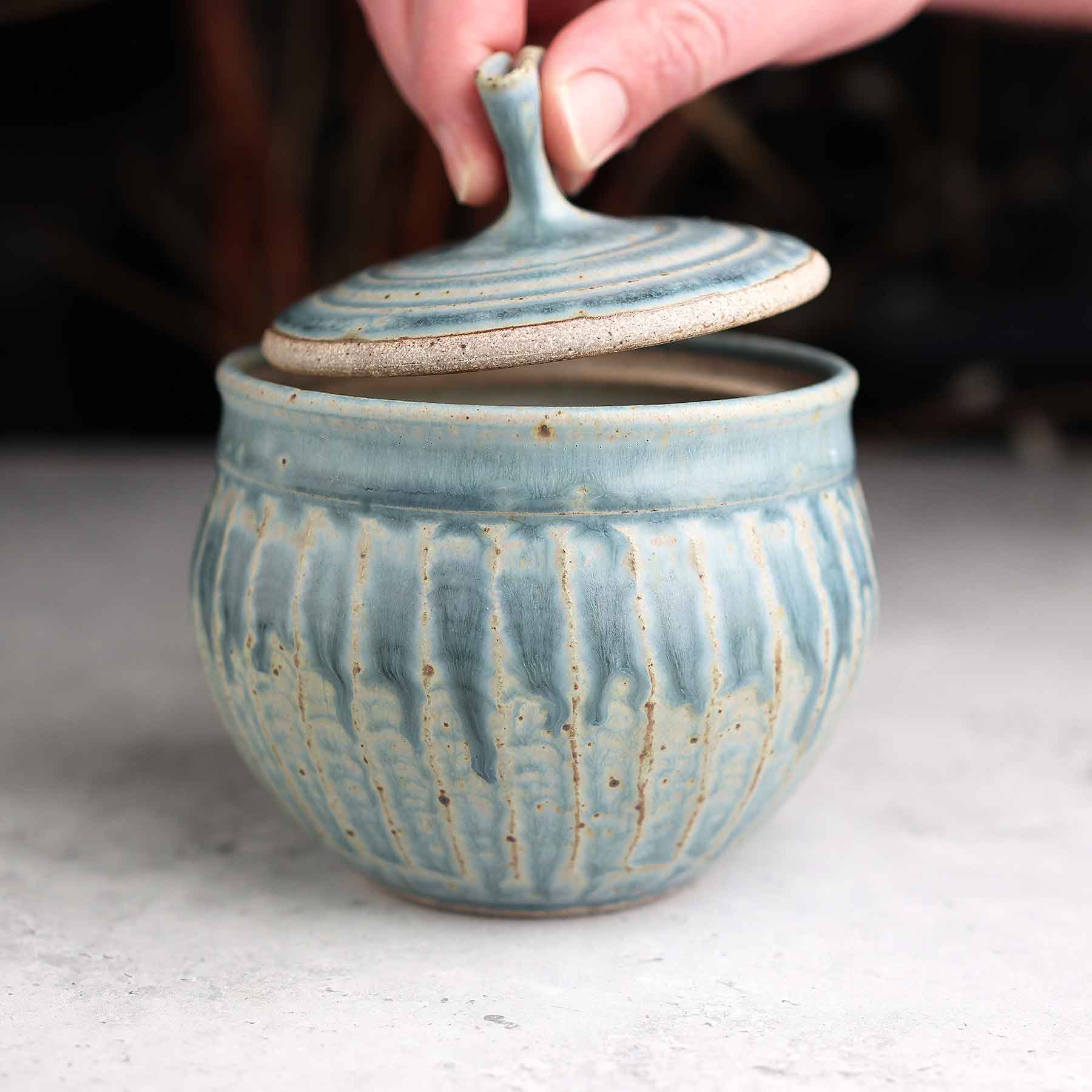 Light Blue Ash Lidded Jar